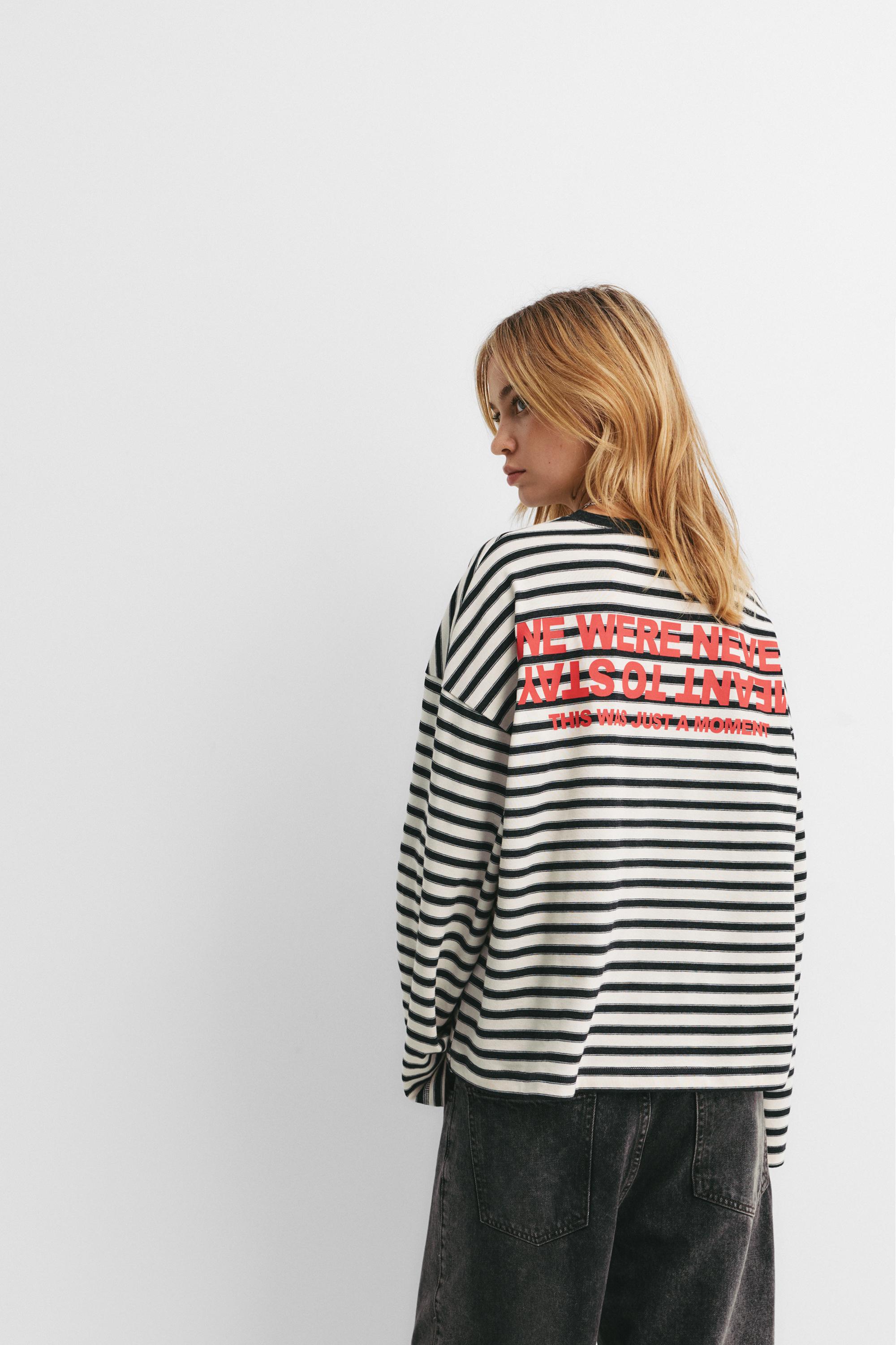 Striped T-shirt with text — Ice