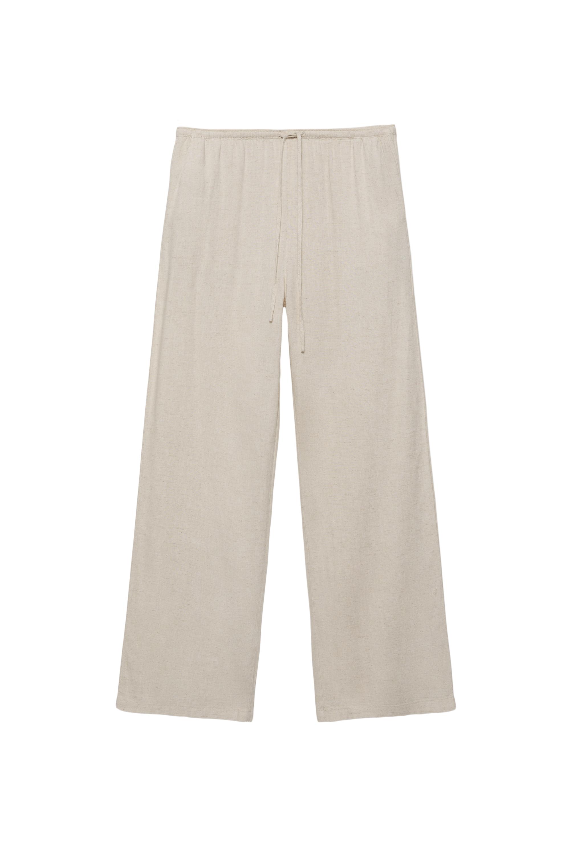 Ketenli dökümlü pantolon - Görsel 84