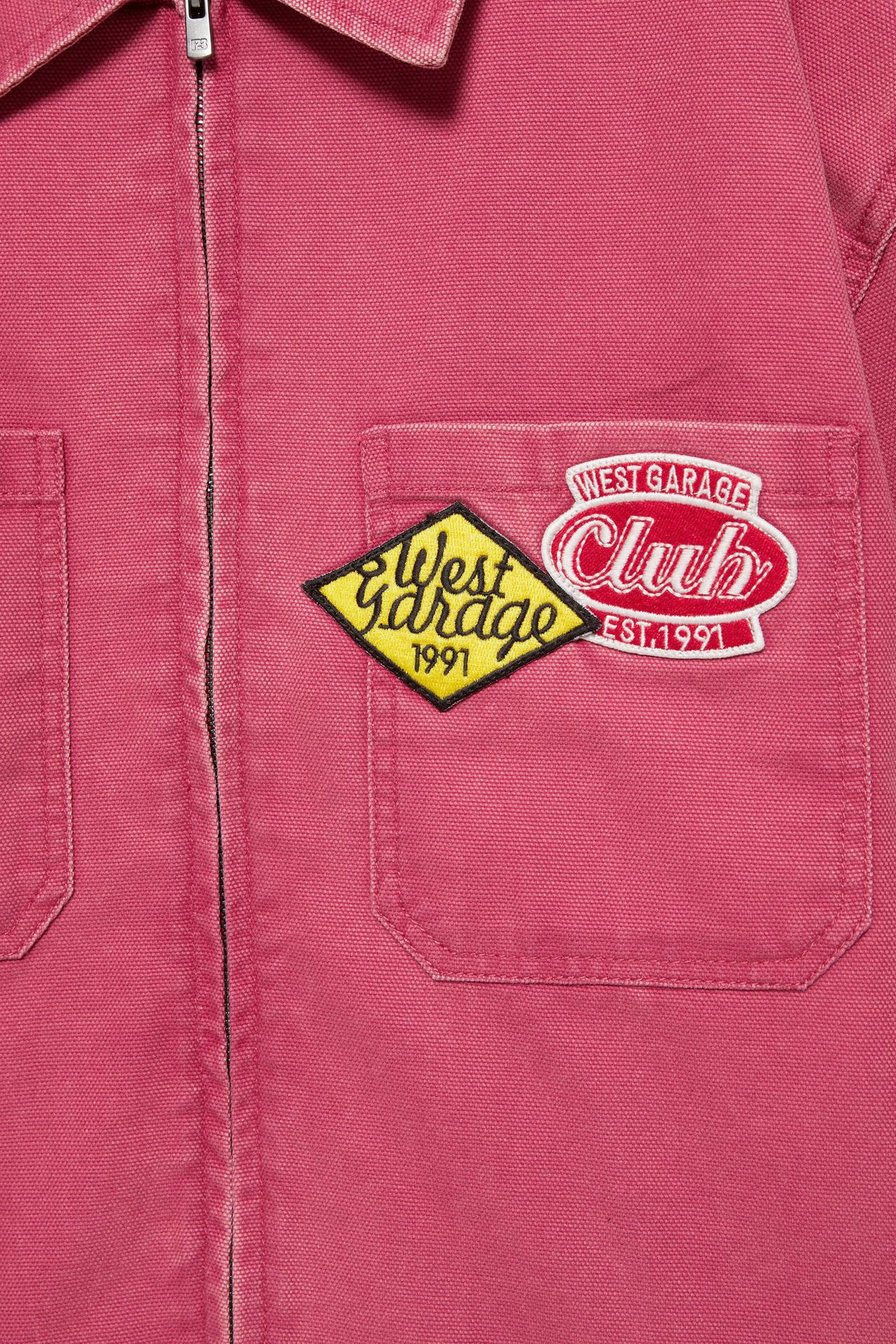 Patch zip-up overshirt — Medium red