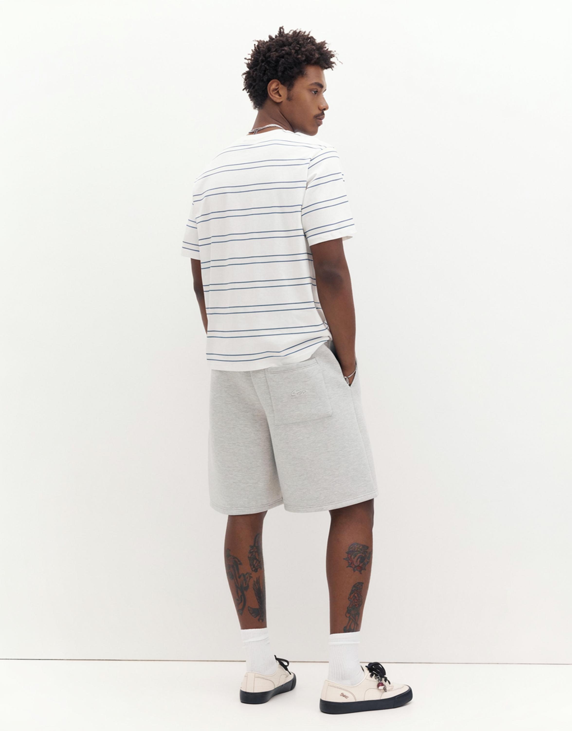 Basic short sleeve cotton T-shirt — Blue/White