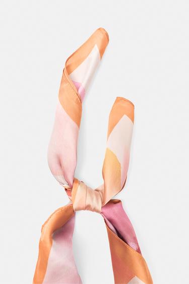 Floral satin scarf — Pink 4
