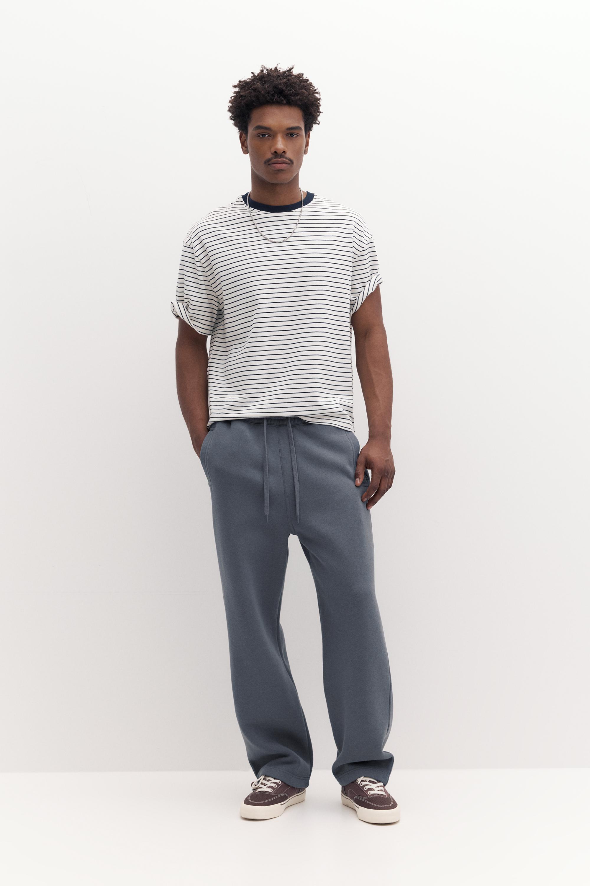 Basic baggy tracksuit bottoms — Grey blue