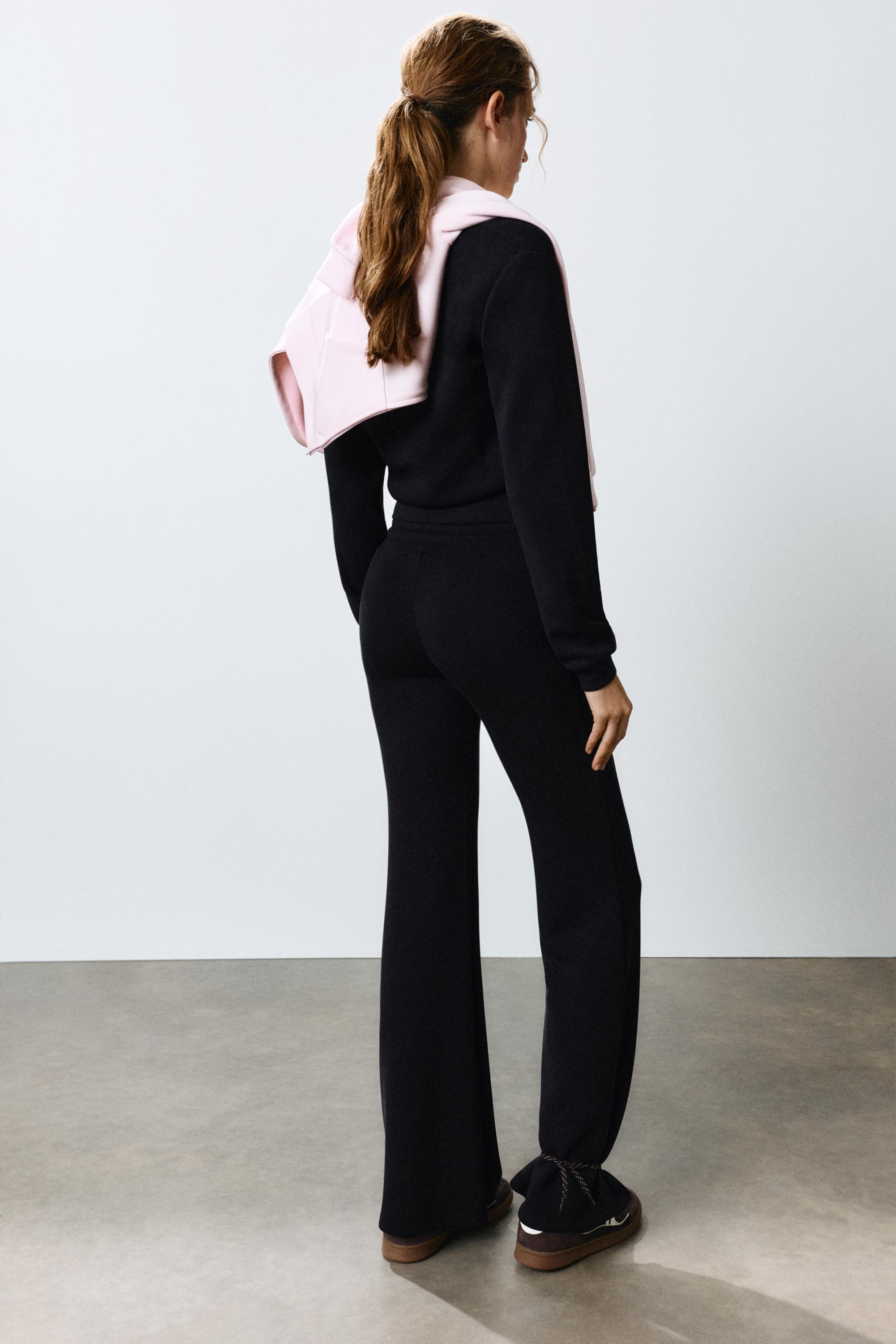 Modal flared trousers — Black