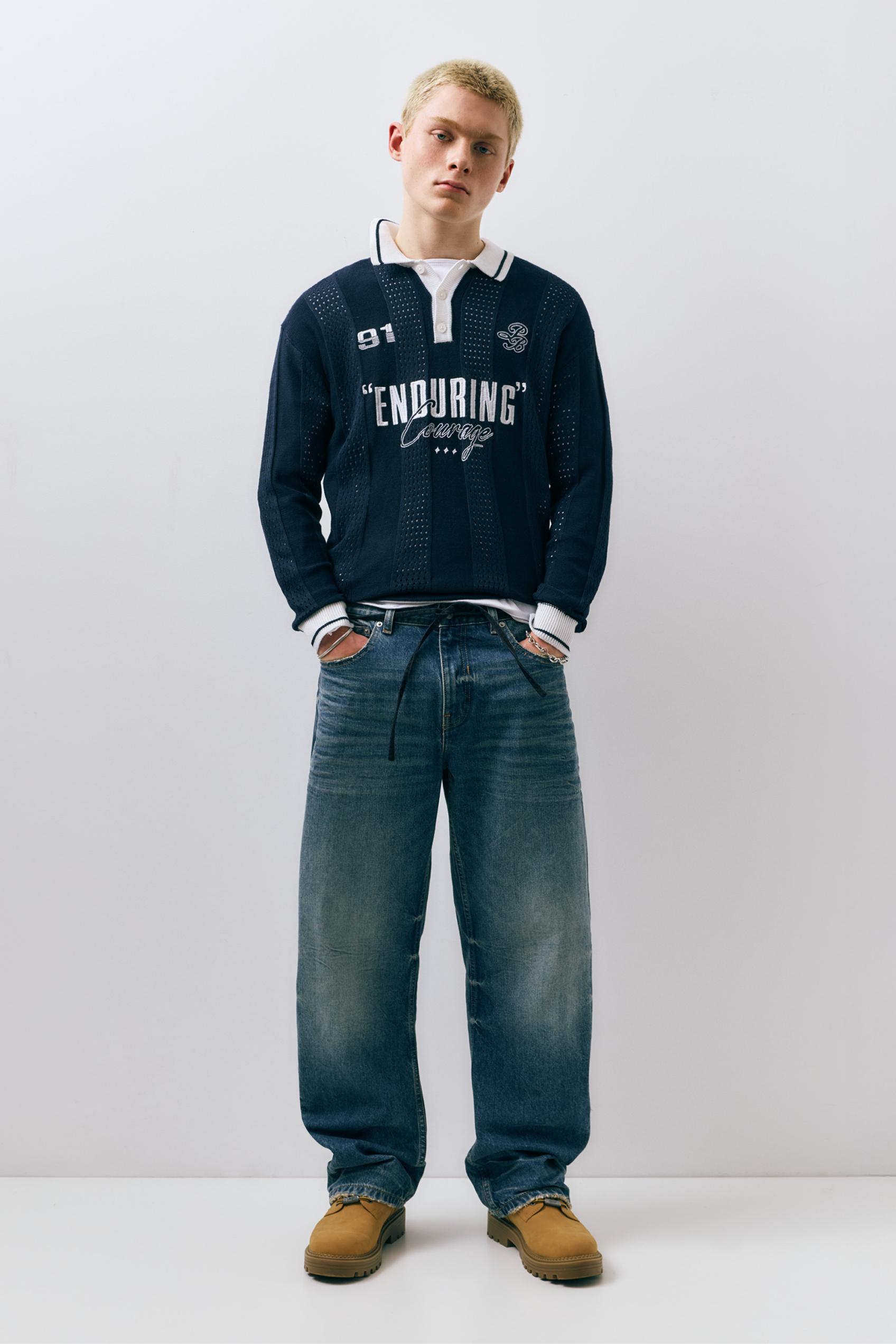 Grafik detaylı örme futbol polo - Görsel 27