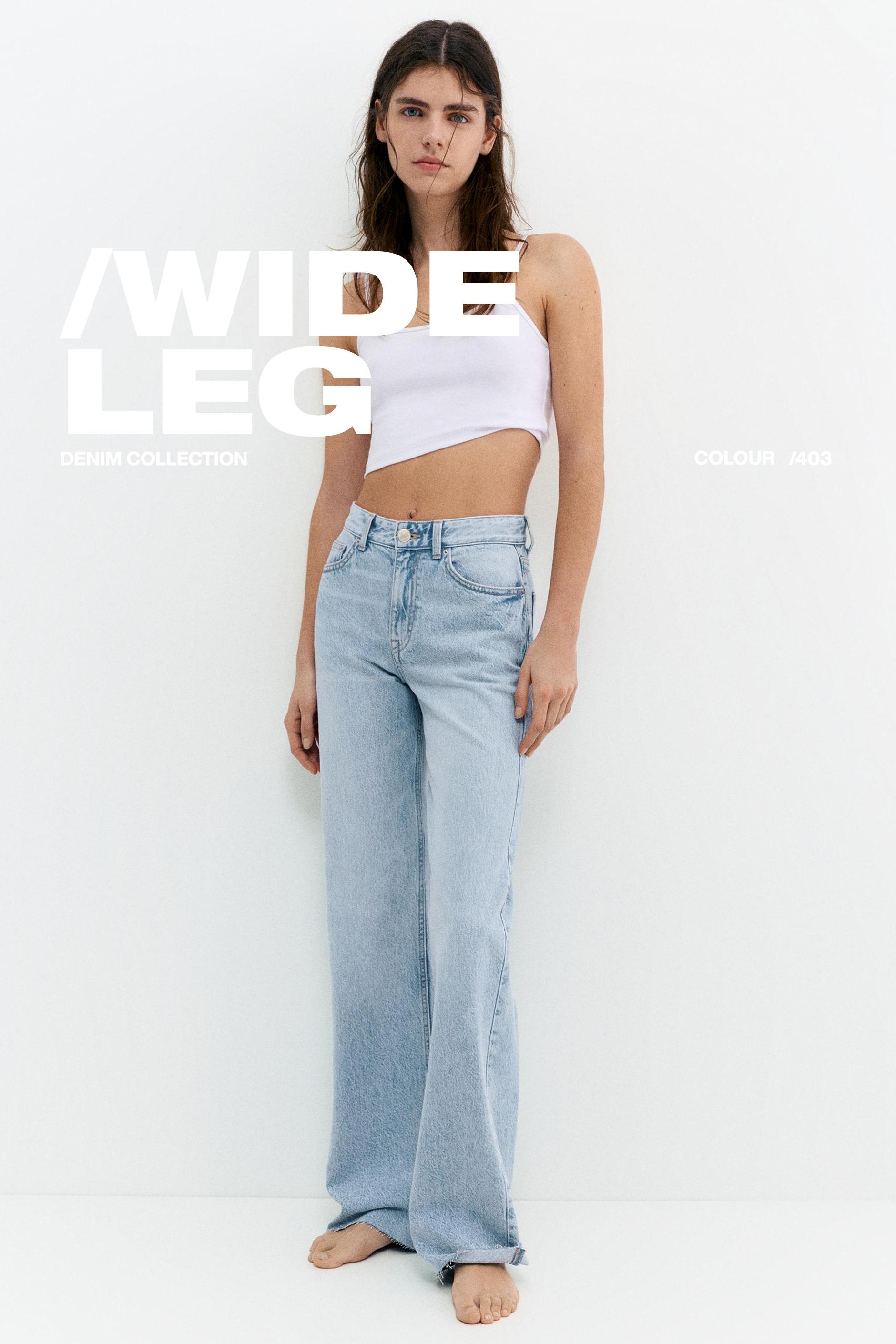 Yüksek bel geniş paça jean - Görsel 15