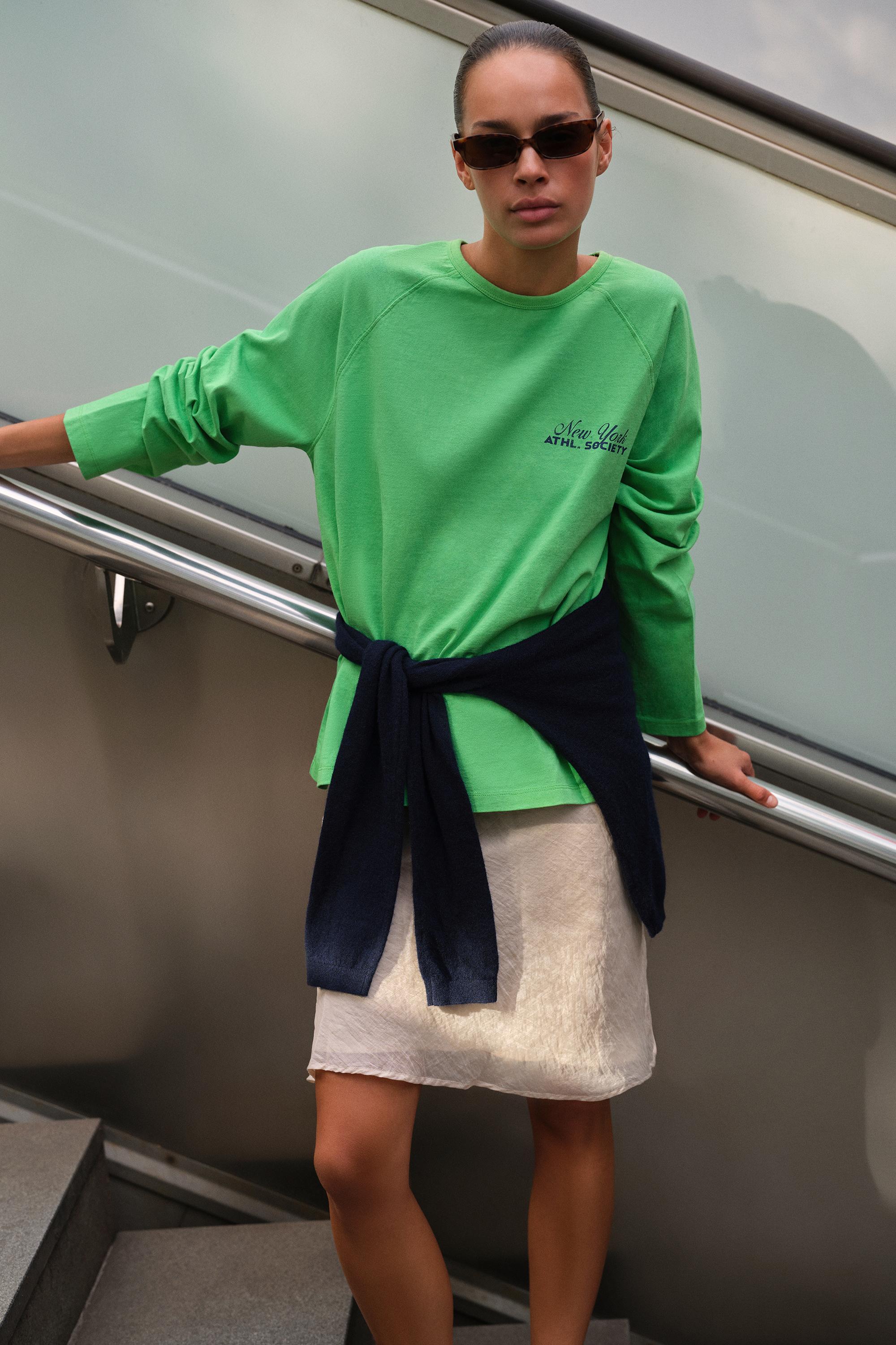 Raglan sleeve graphic T-shirt — Green