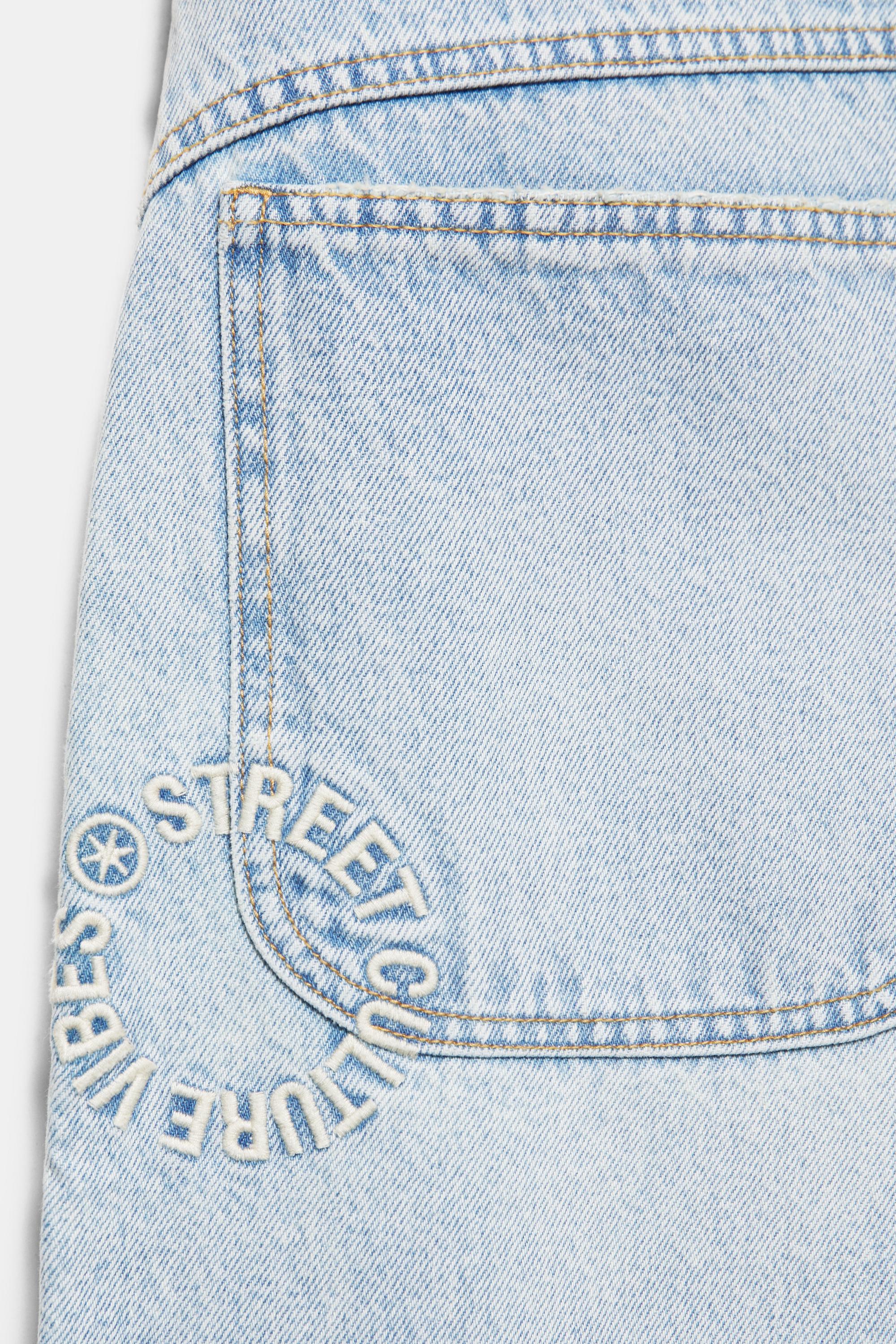 Embroidered barrel jeans — Pale blue
