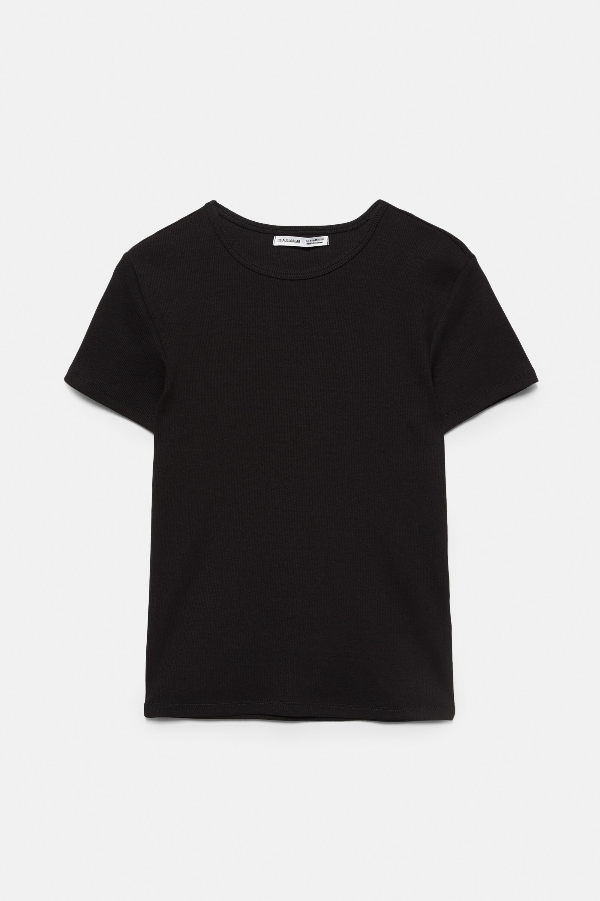 Ribbed short sleeve T-shirt — Black