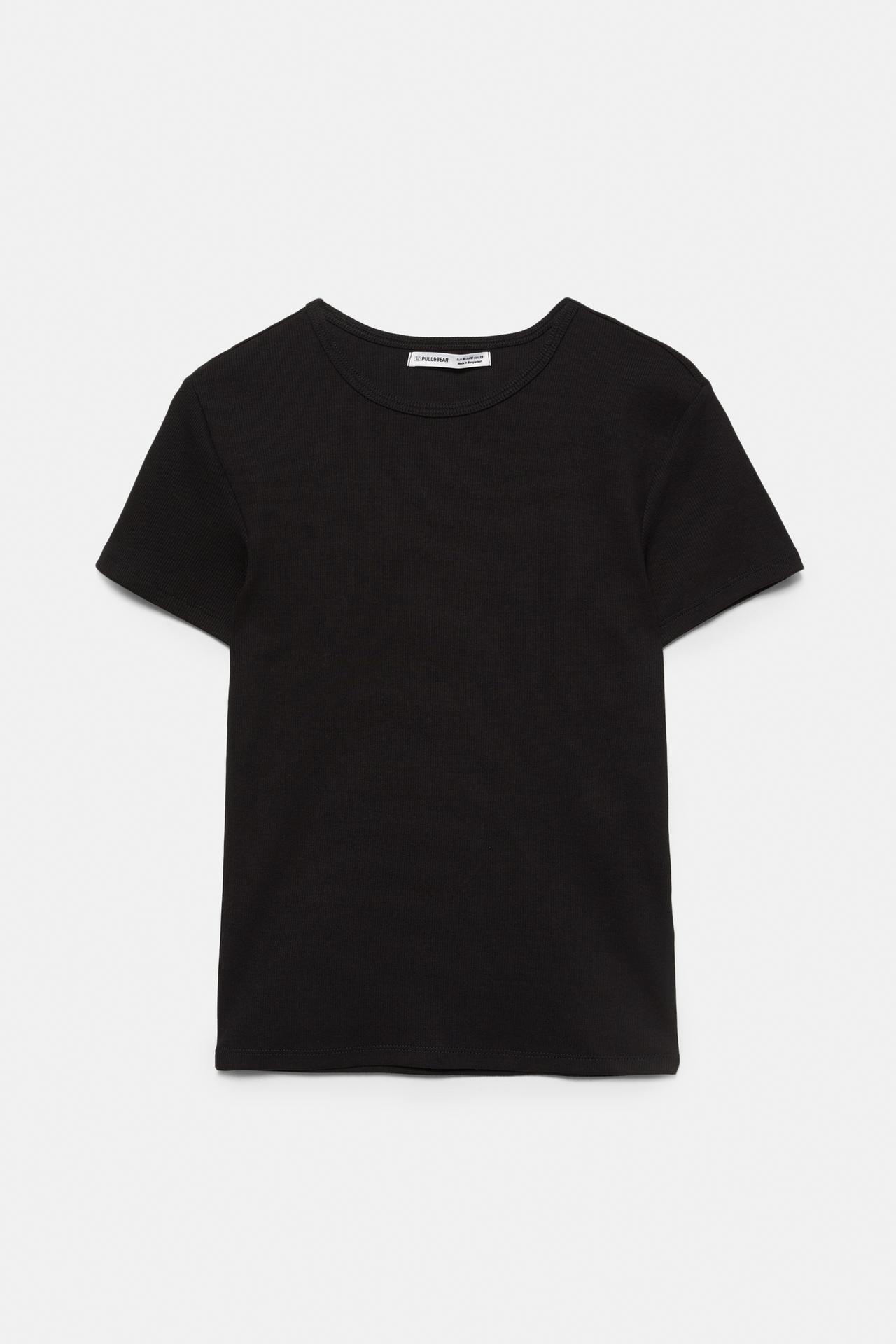 Ribbed short sleeve T-shirt — Black