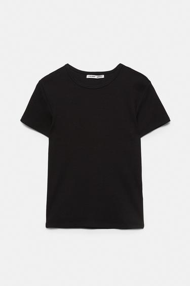 Ribbed short sleeve T-shirt — Black 5