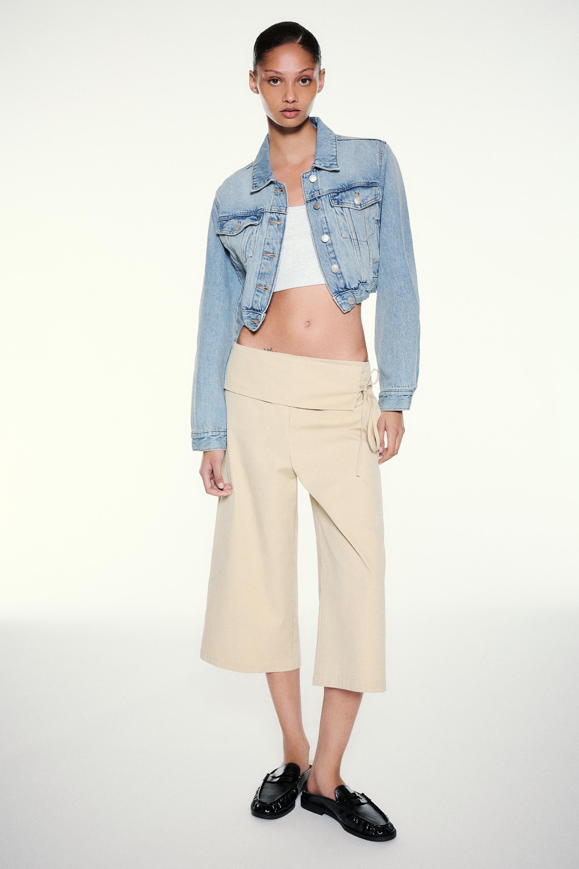 Cropped denim jacket — Pale blue