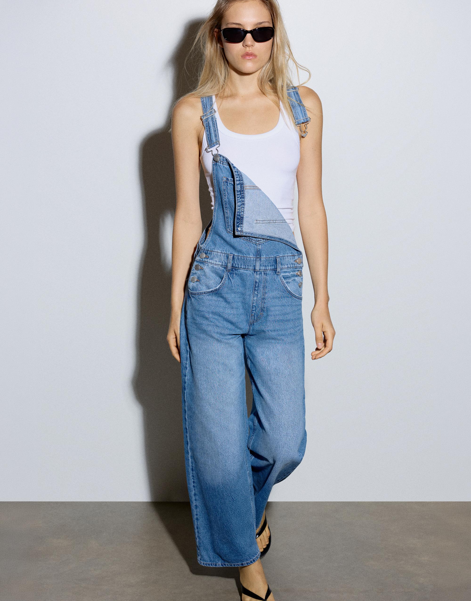 Long denim dungarees — Blue