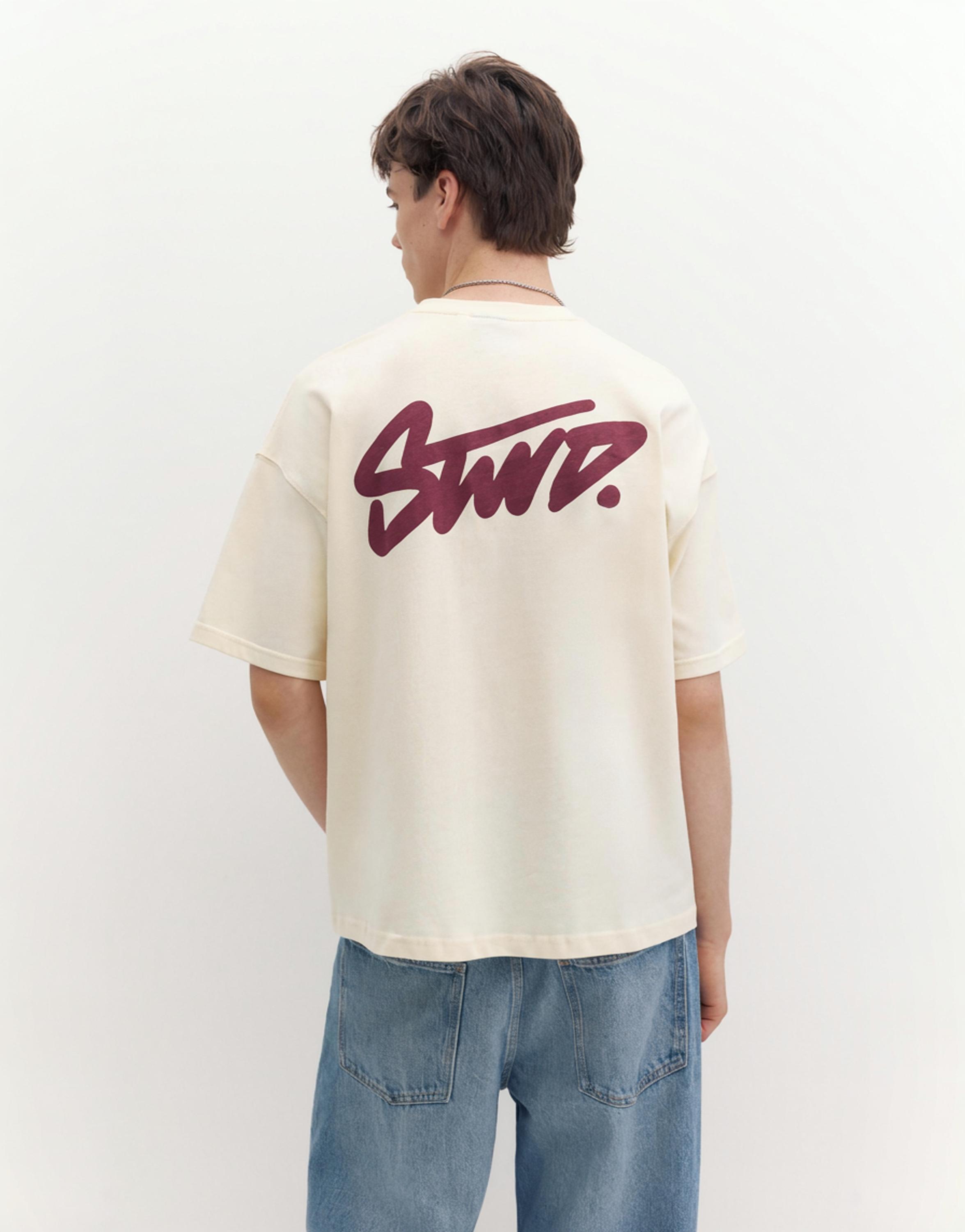 Boxy STWD logo T-shirt — Ecru