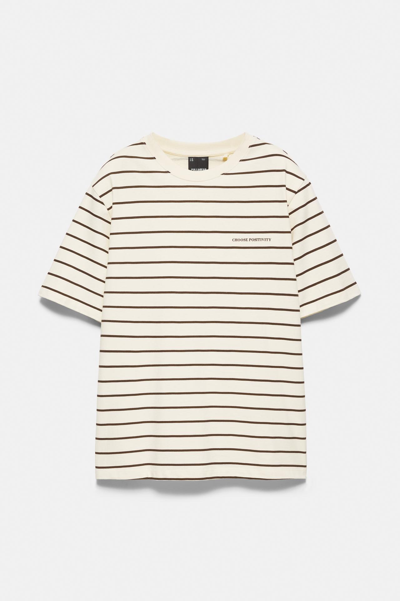 Striped slogan T-shirt — Yellow
