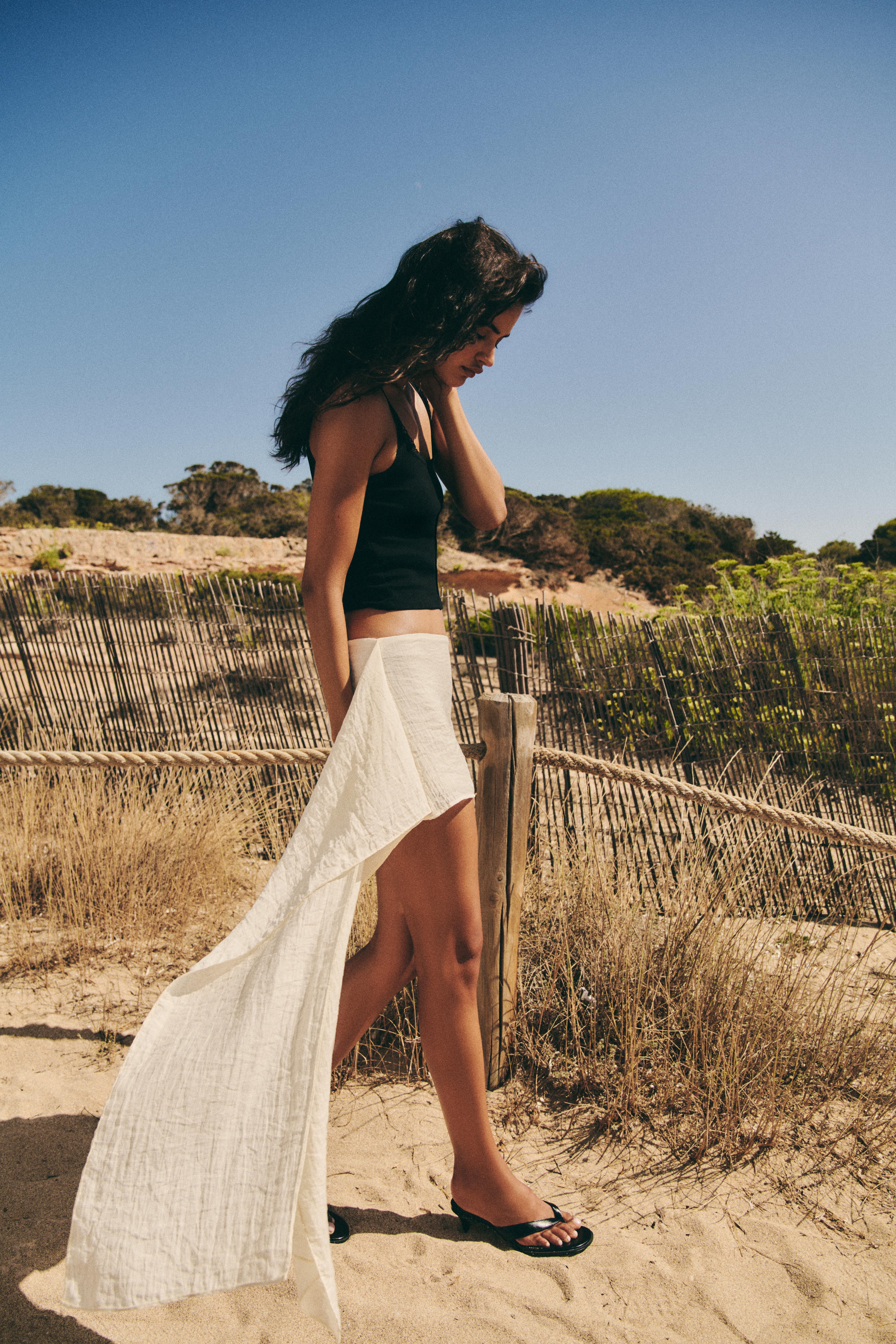Draped chiffon mini skirt — Ice