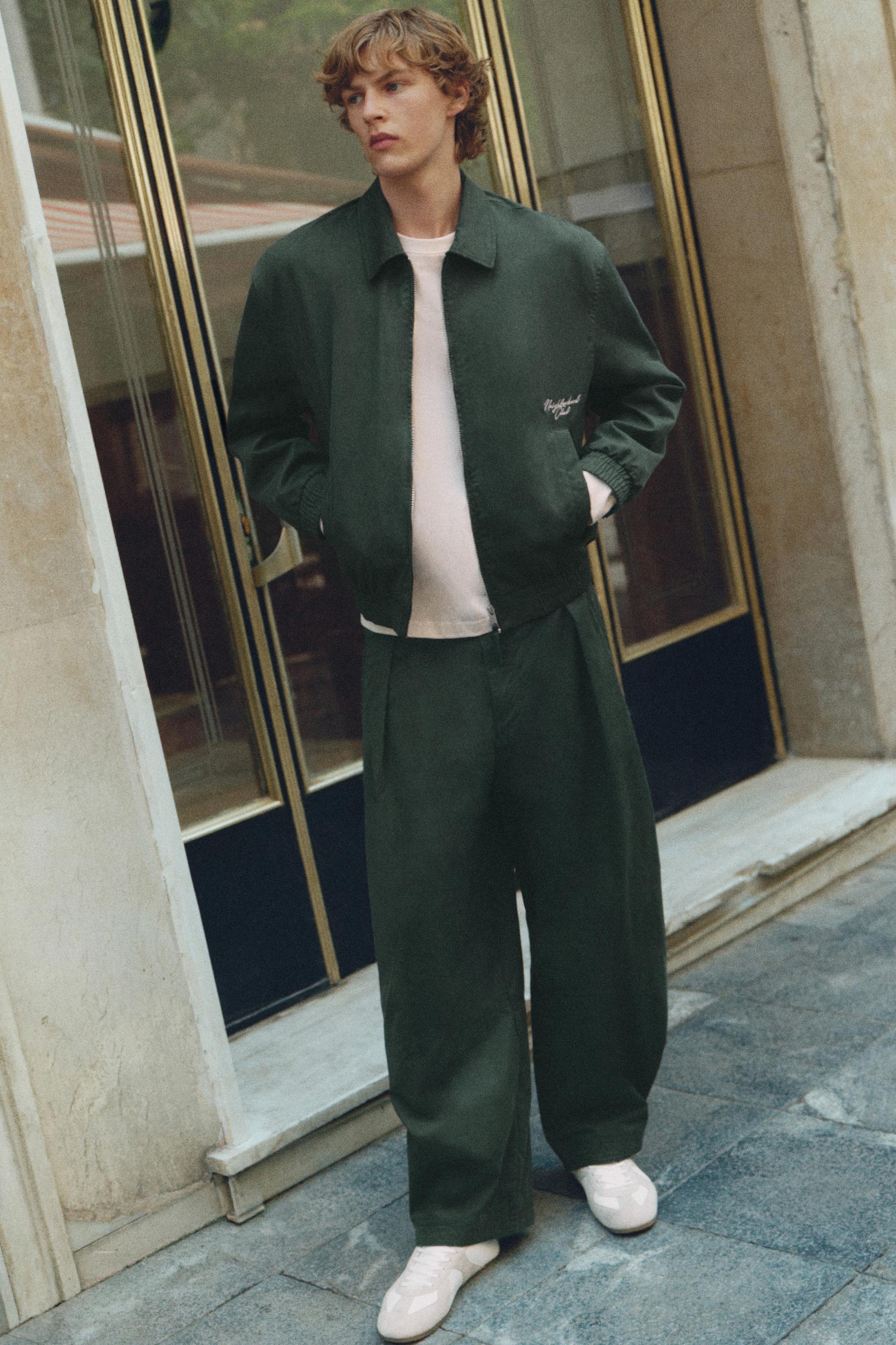 Embroidered jacket — Bluish green