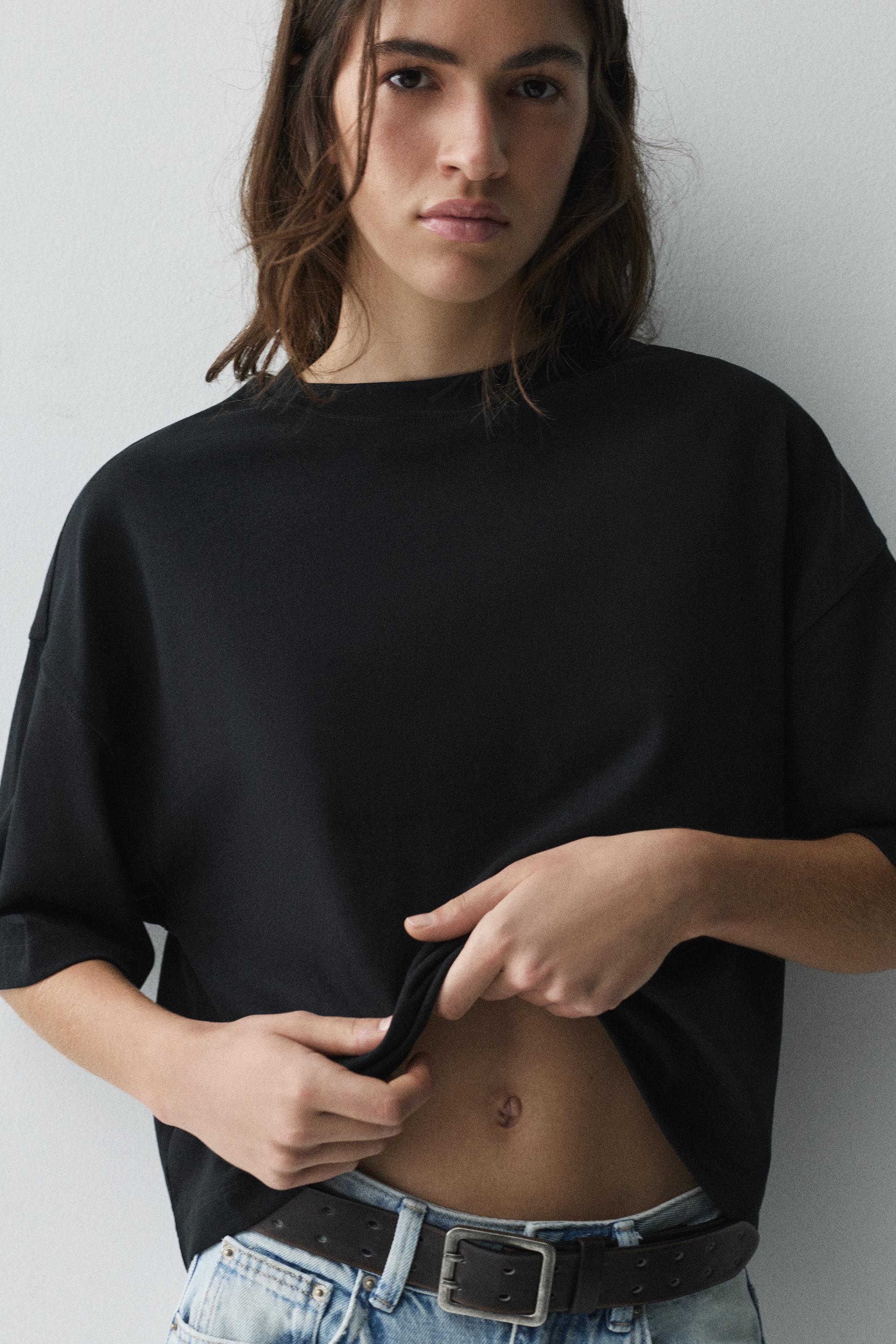 Boxy fit short sleeve T-shirt — Black