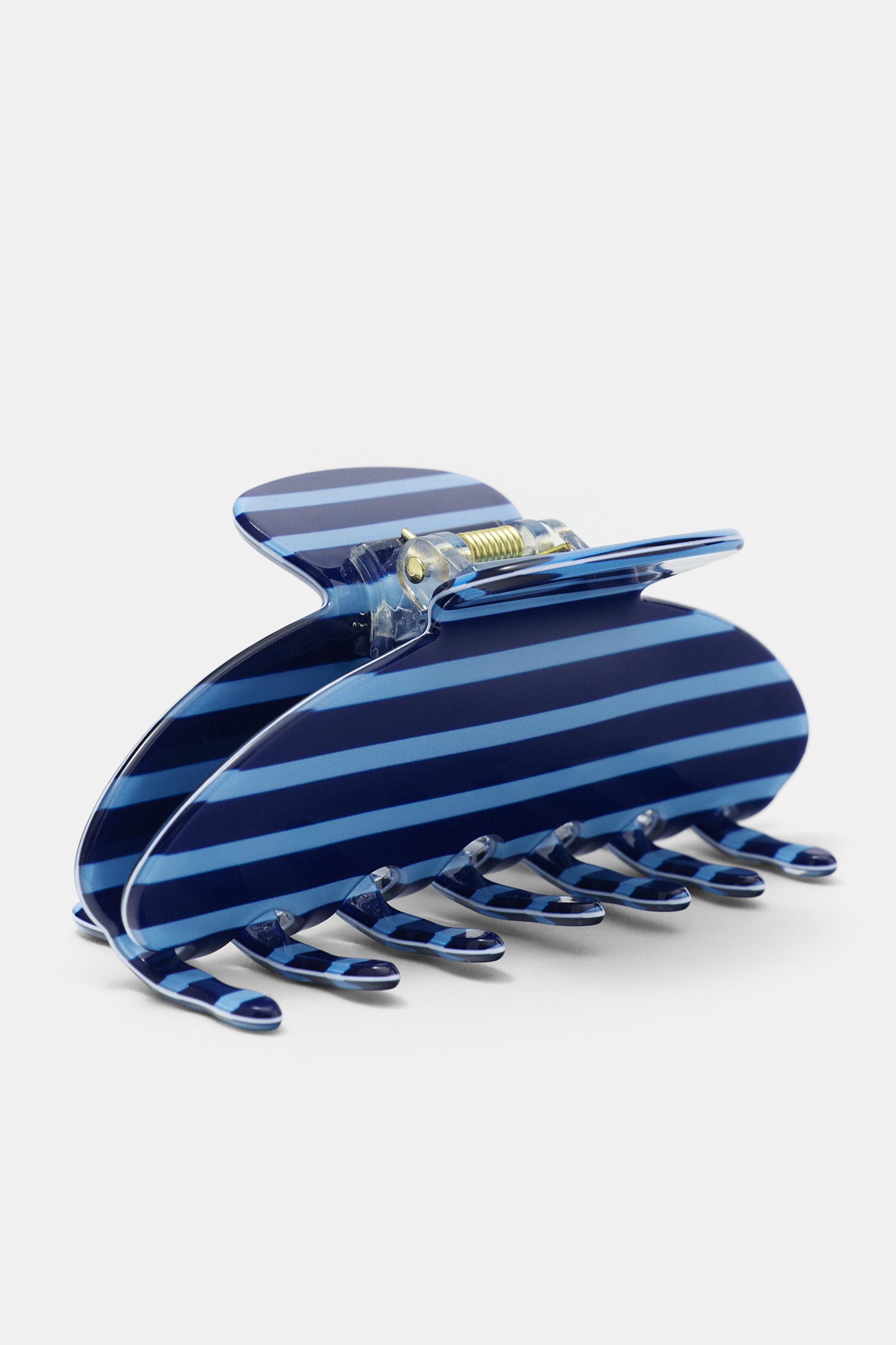Striped hair clip — Blue