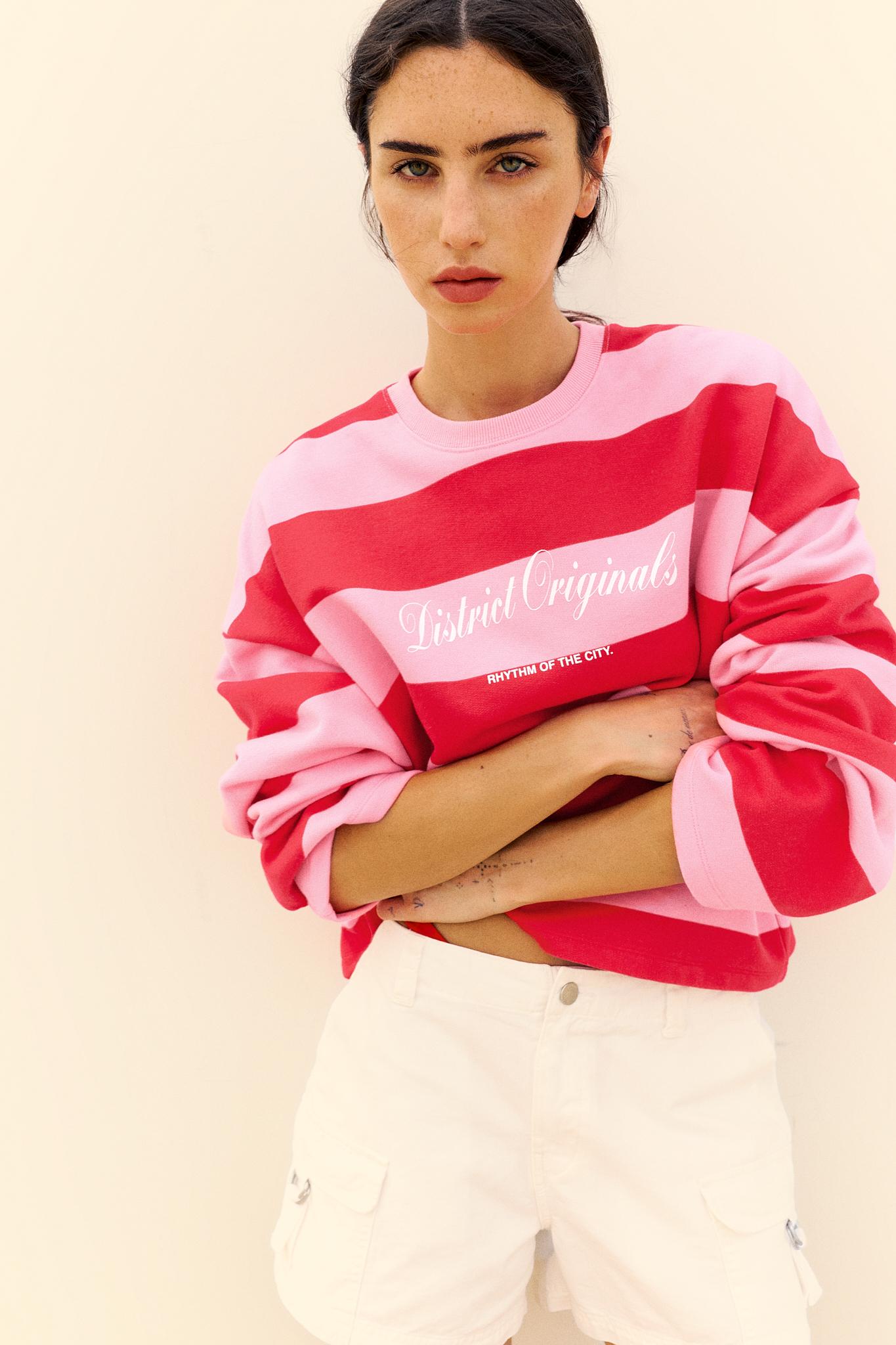 Oversize striped sweatshirt — Red