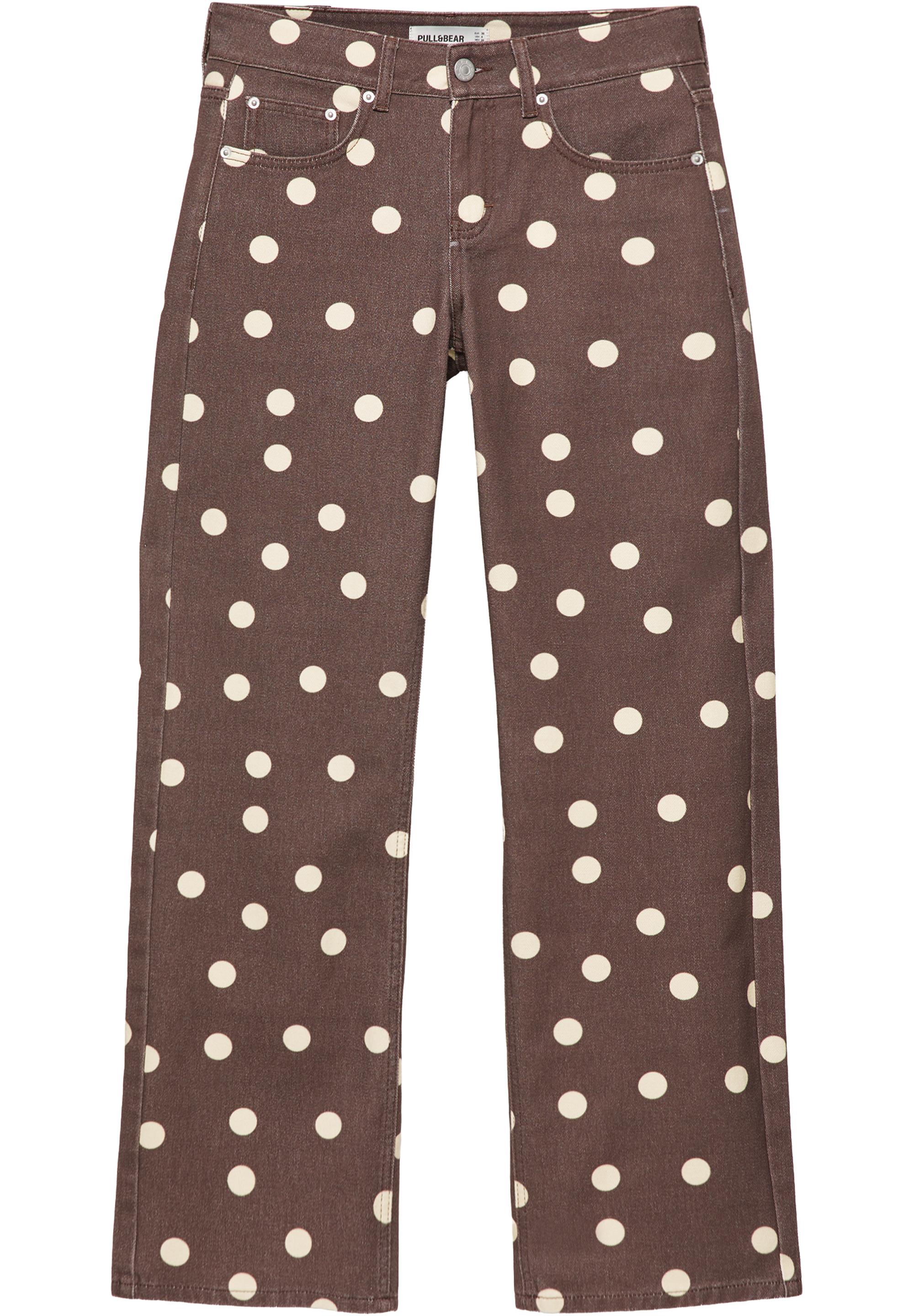 Polka dot straight-leg jeans — Brown
