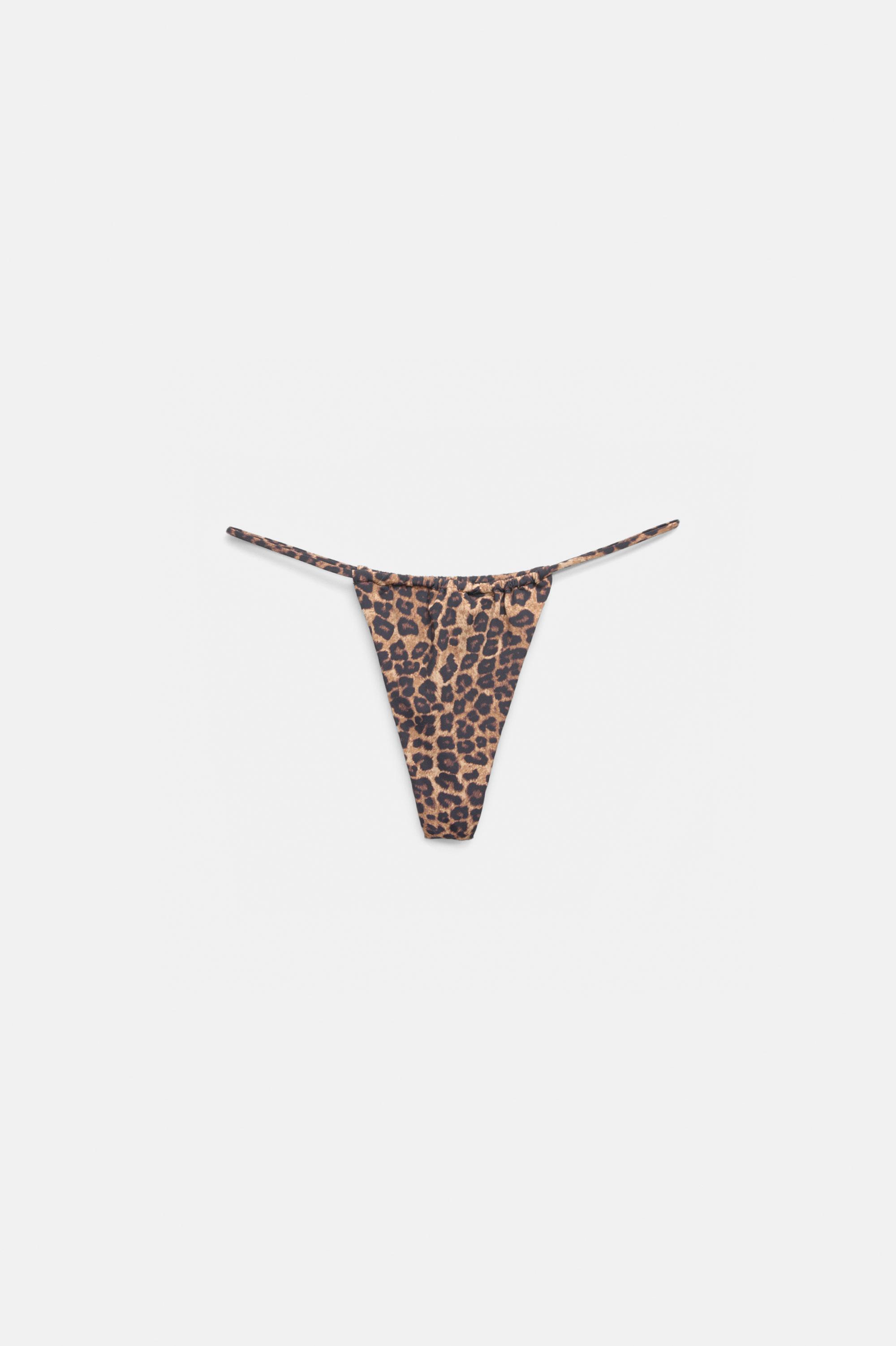 Slip Bikini Arricciati Leopardati