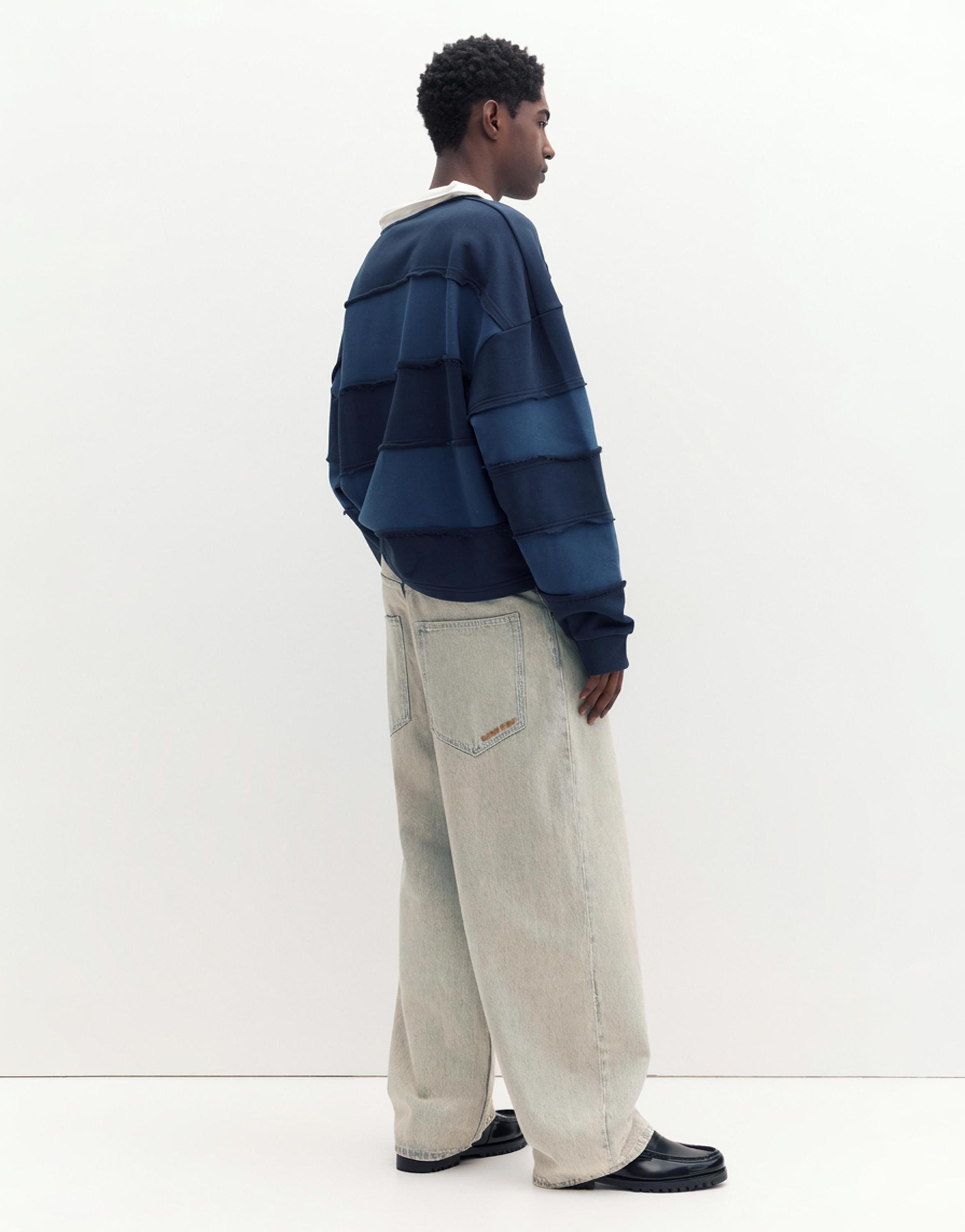 Embroidered super baggy jeans — Pale grey
