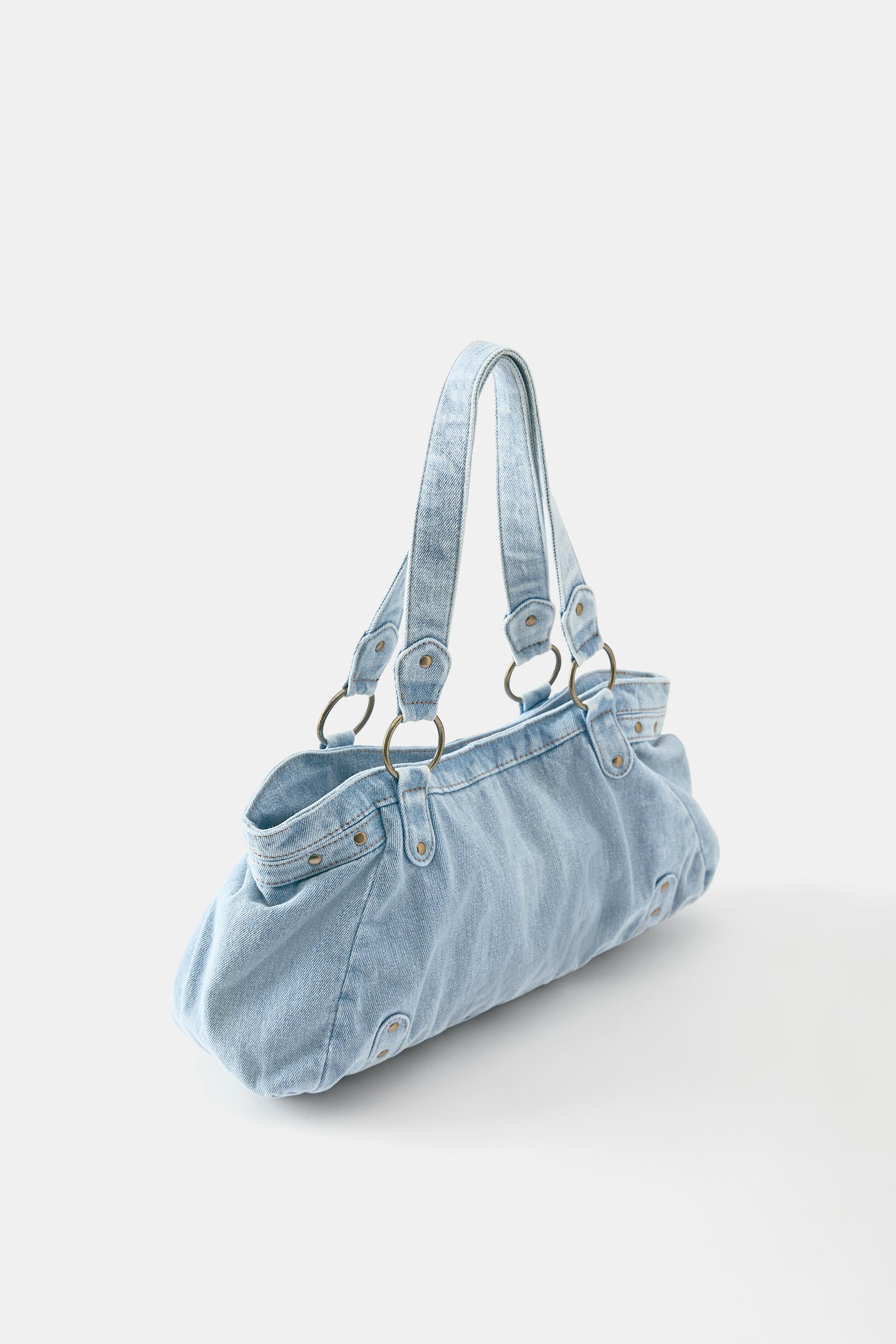 Denim tote bag with ring details — Jeans