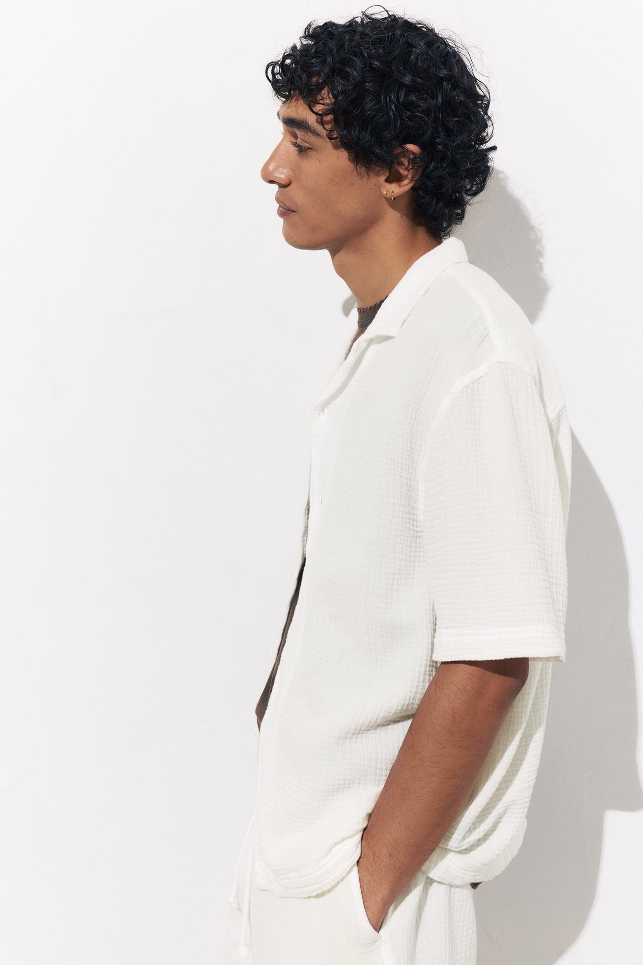 Short sleeve crepe shirt — White