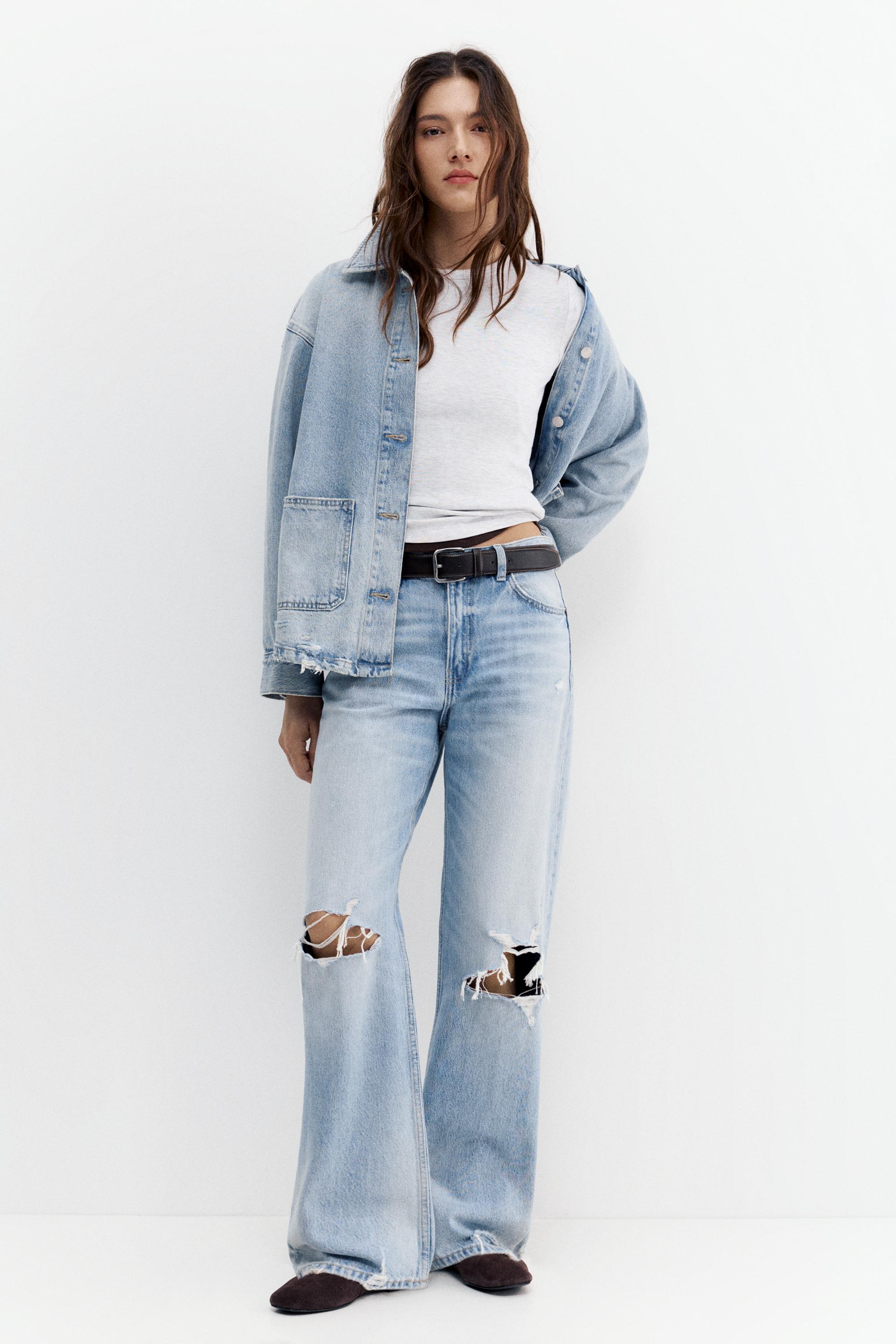 Ripped boyfriend jeans — Pale blue