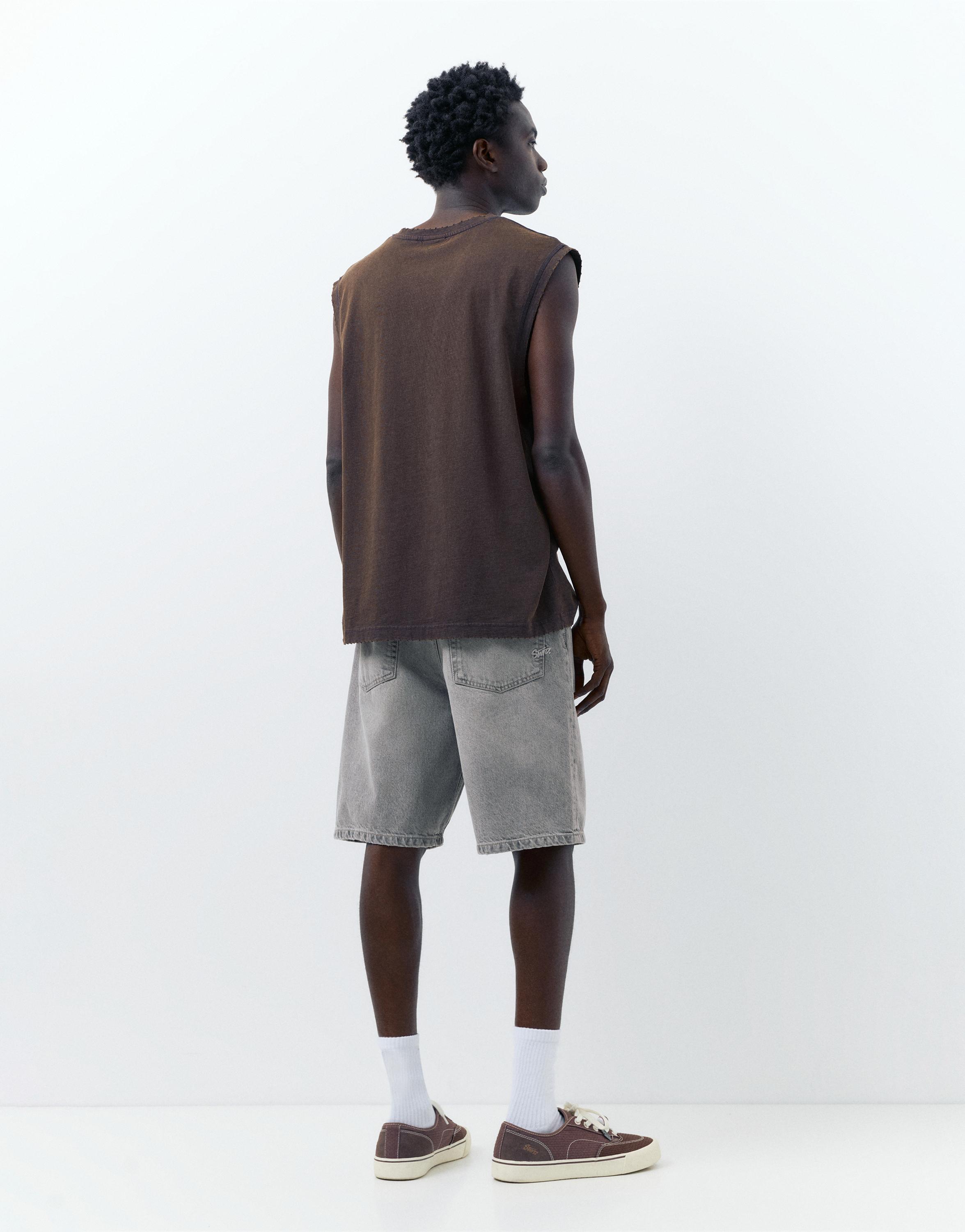 Baggy denim Bermuda shorts — Dark grey