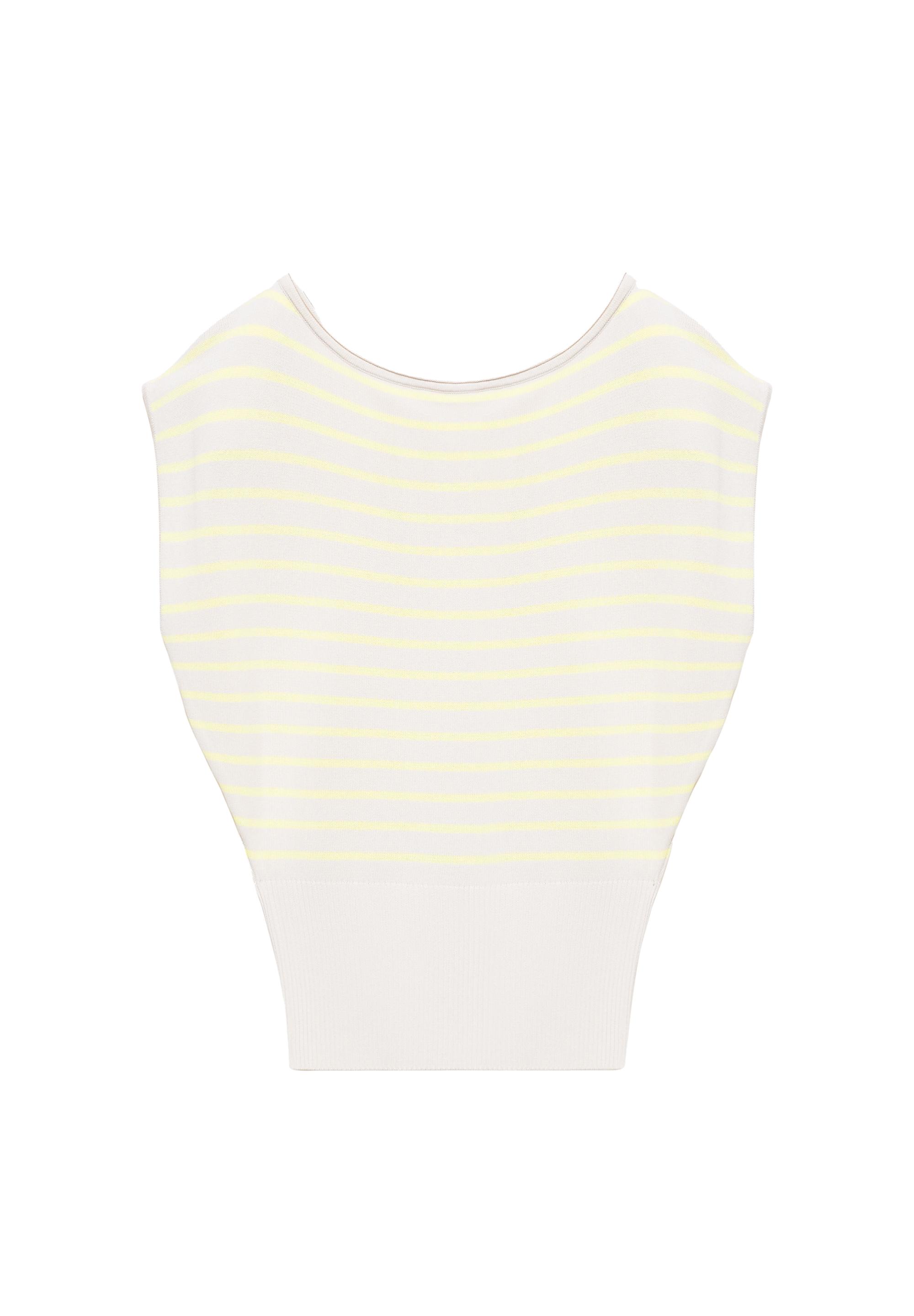 Short sleeve asymmetric knit top — Yellow