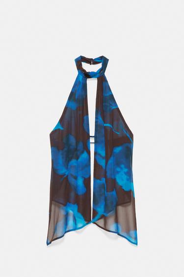 Floral halter top — Brown/Blue 6