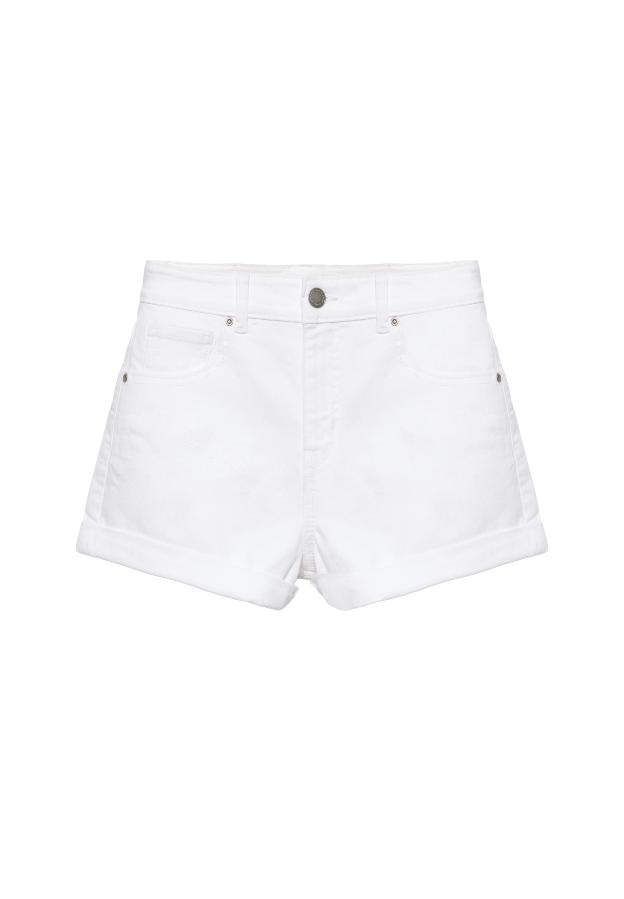 Mid-waist denim shorts — White
