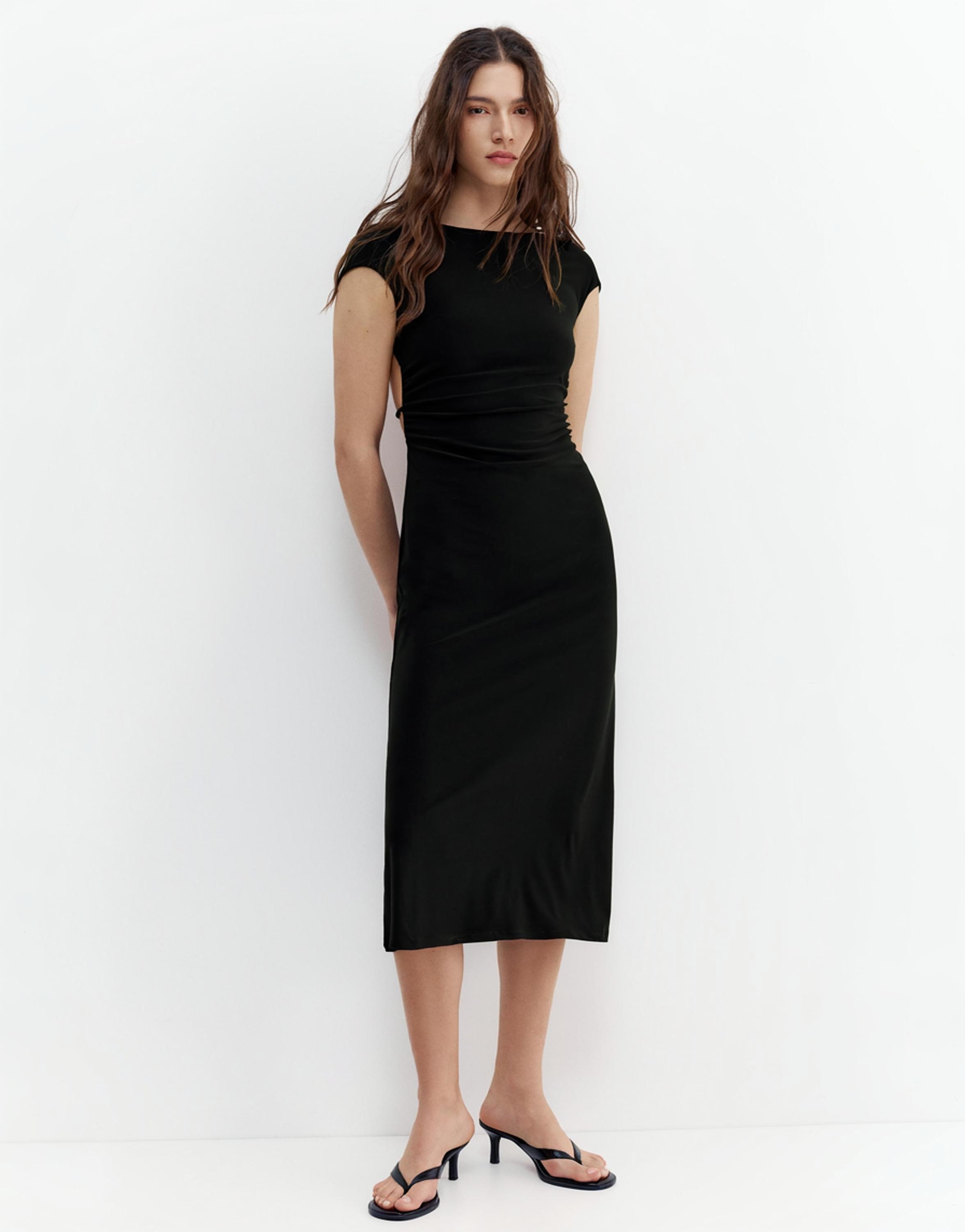 Sırtı açık midi elbise - Görsel 26