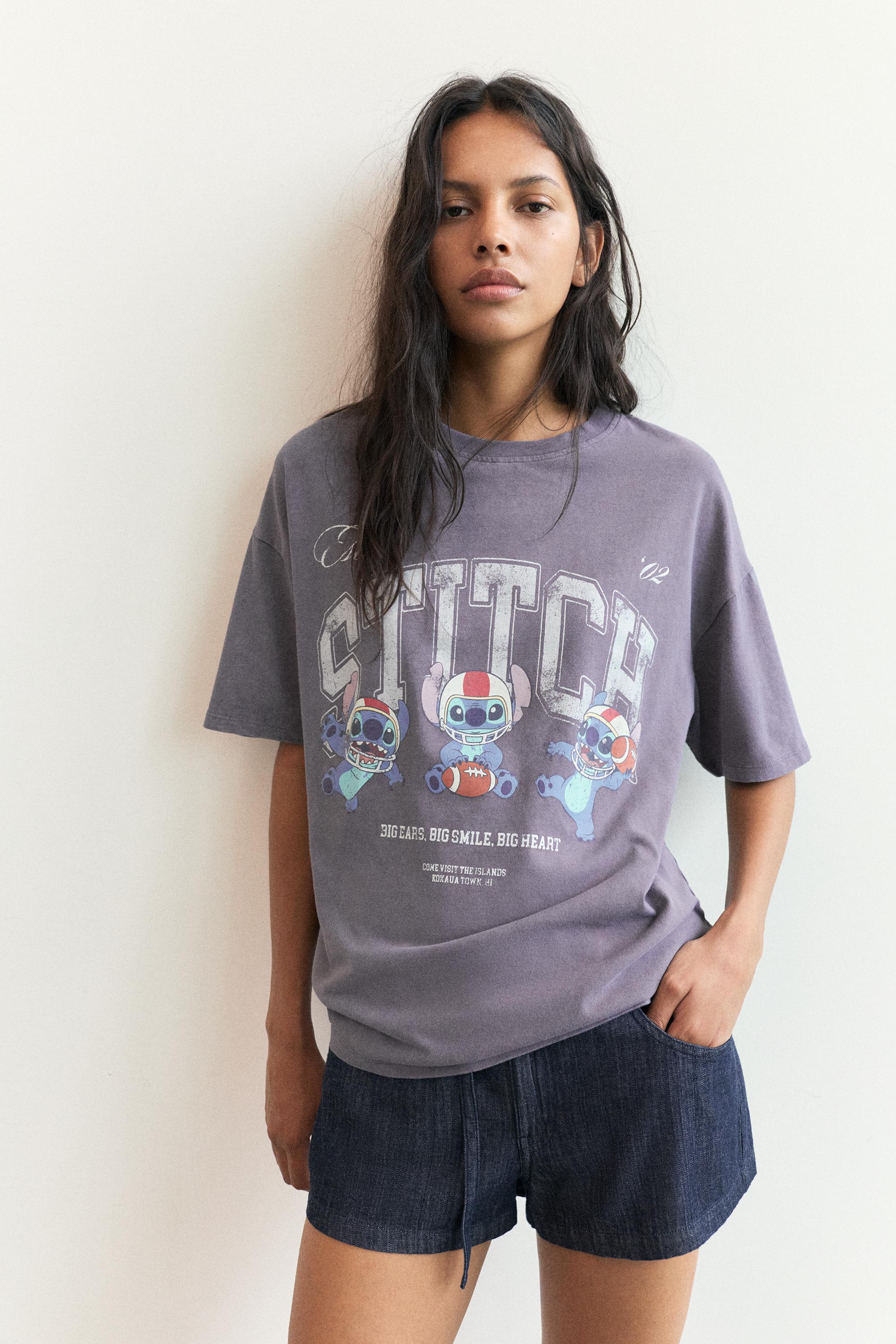 Lilo & Stitch cropped T-shirt — Faded black