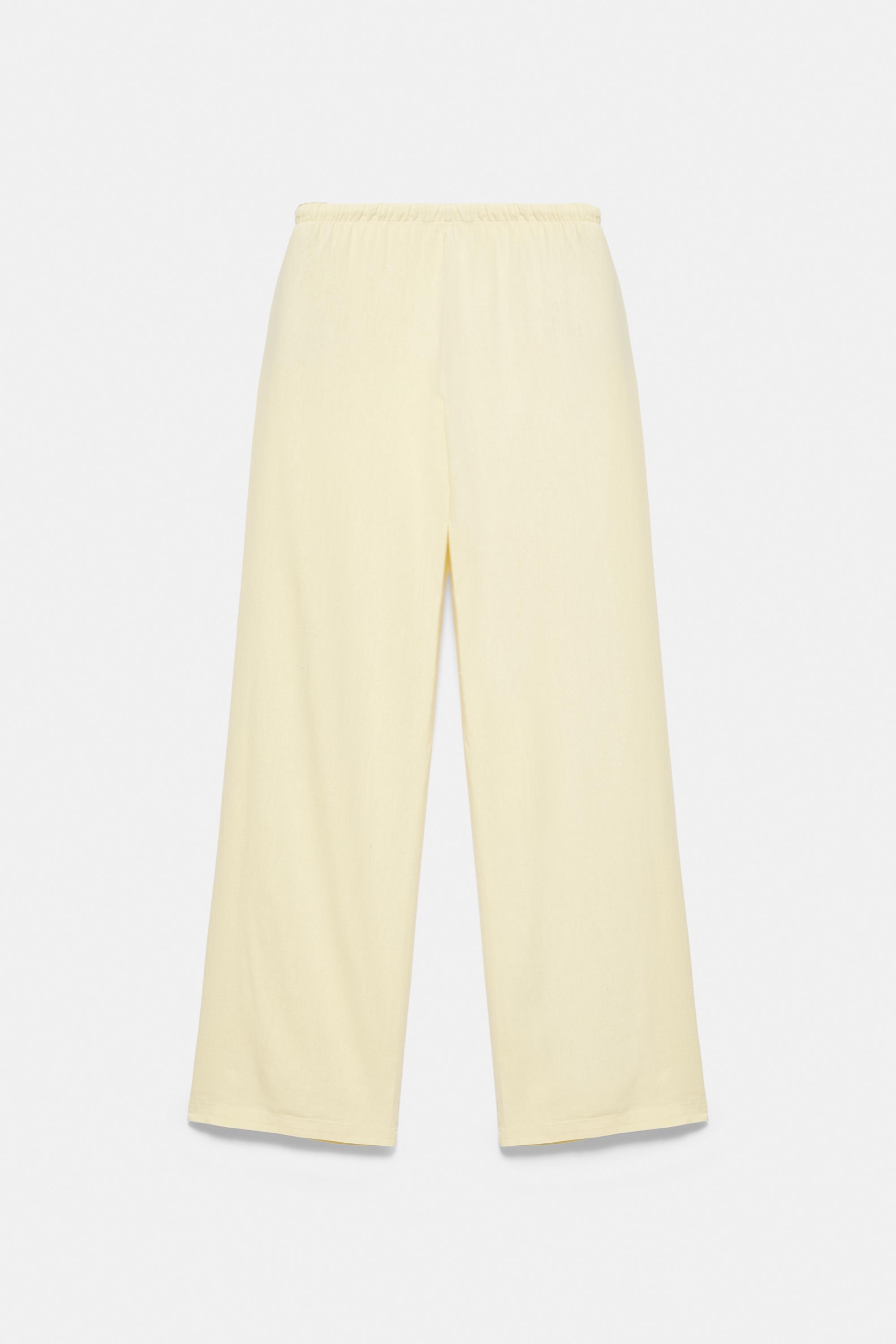 Linen blend joggers — Yellow (alternate view)