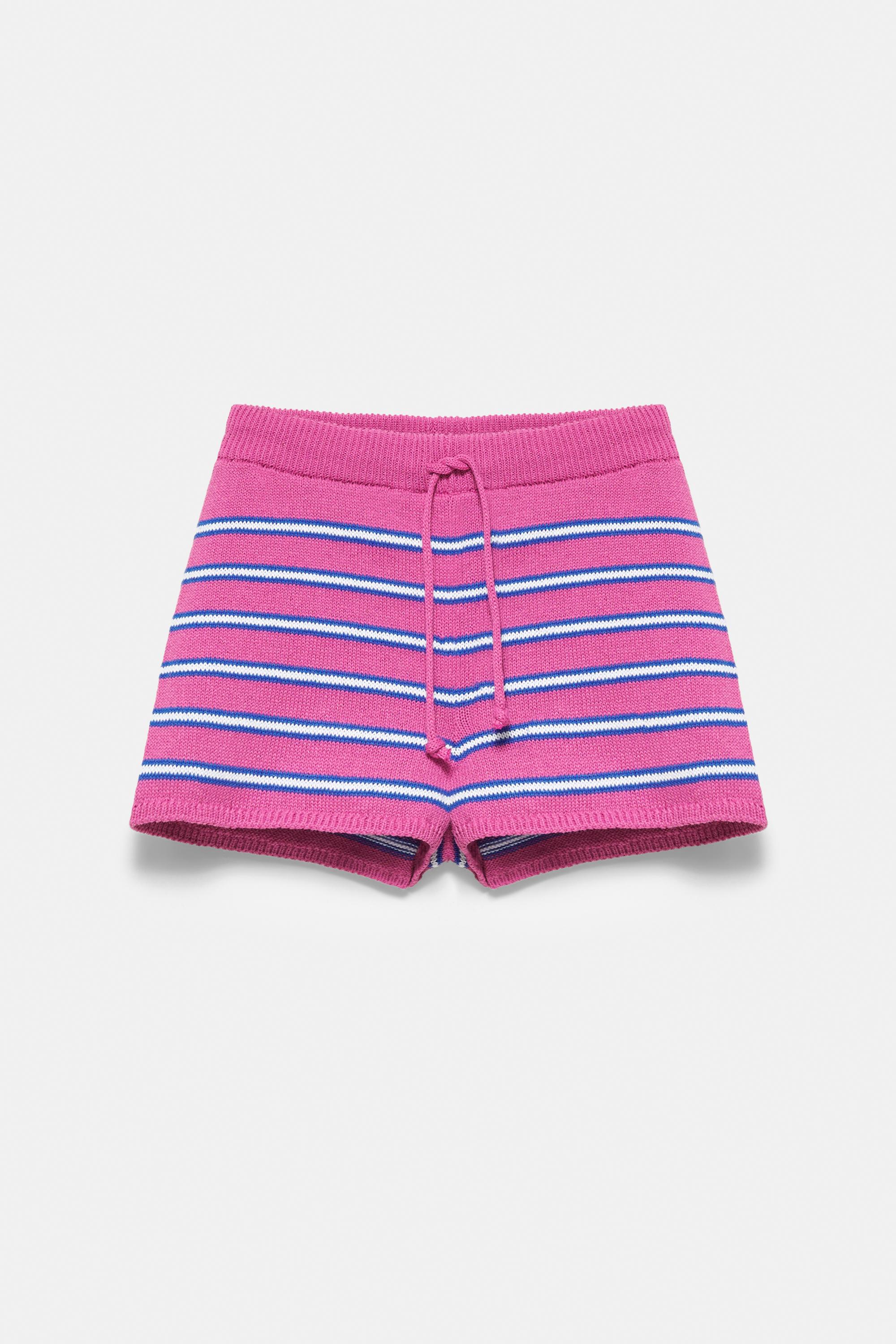 Striped knit shorts — Strawberry