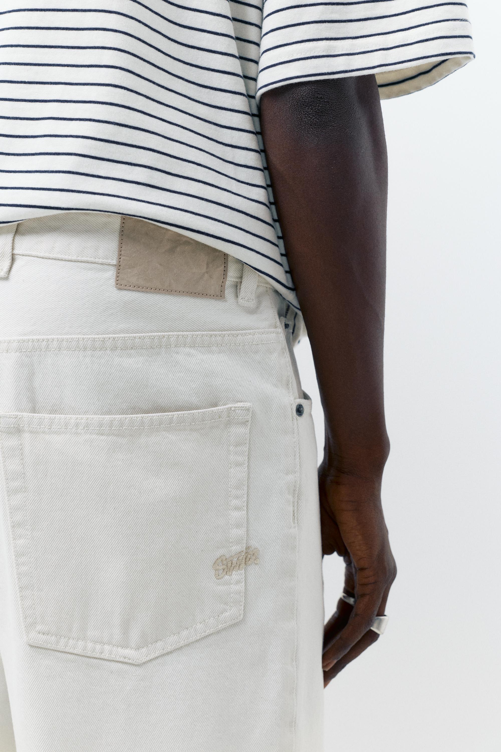 Baggy denim Bermuda shorts — Ecru