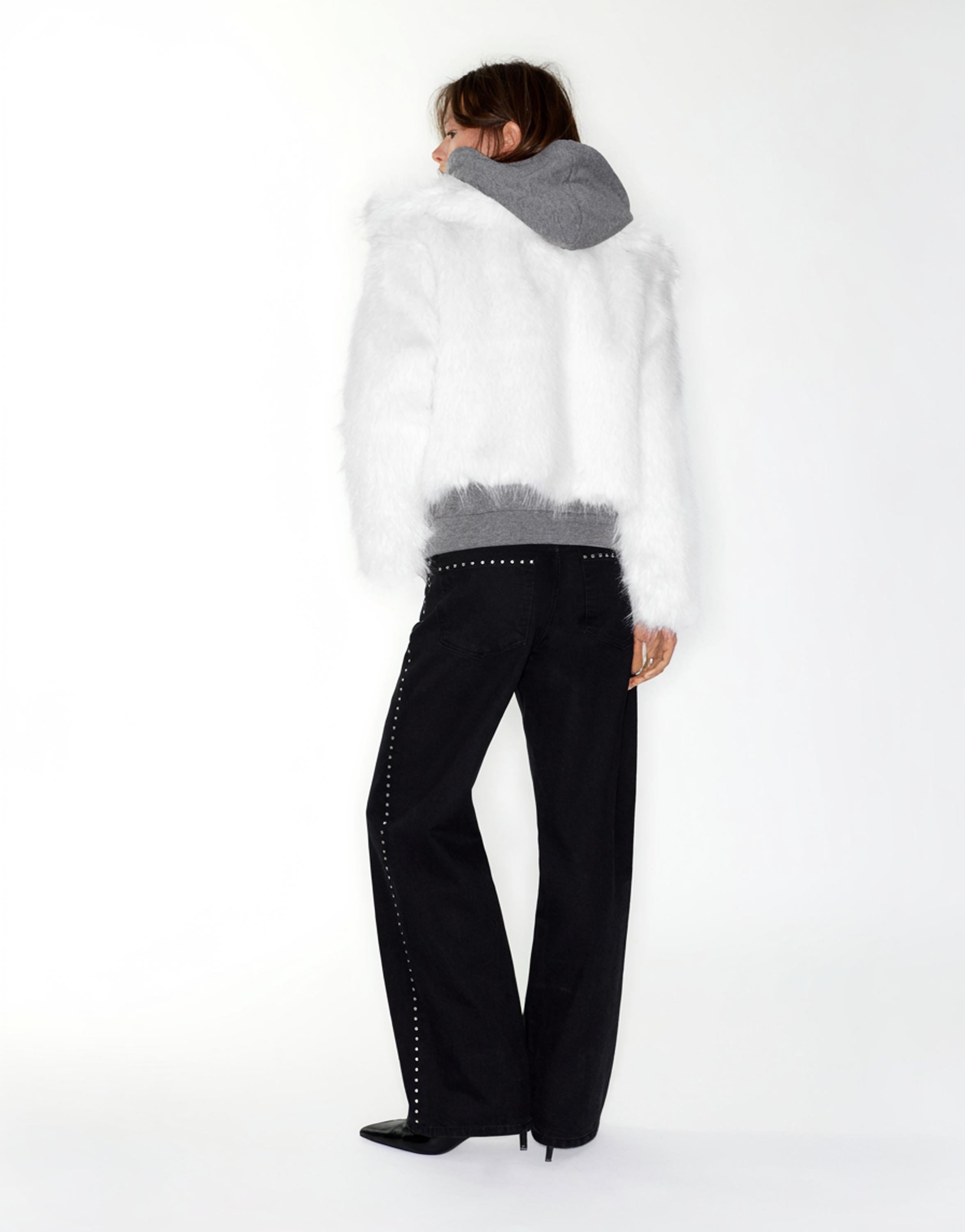 Beyaz suni kürk ceket - Görsel 26