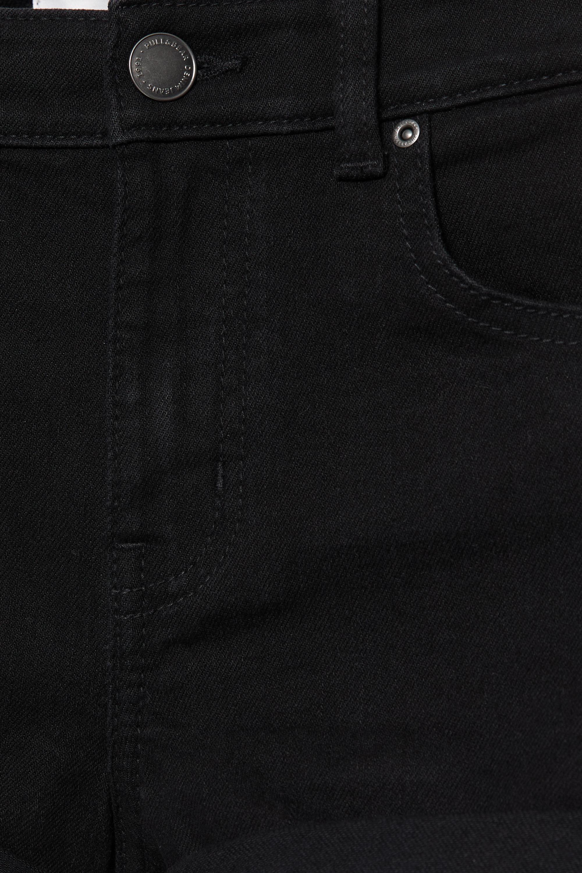 Mid-waist denim shorts — Black