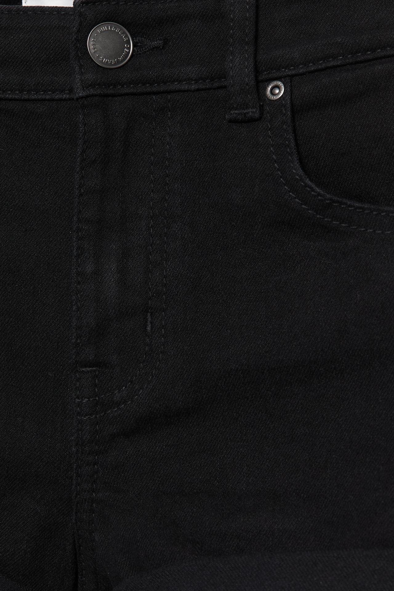 Mid-waist denim shorts — Black