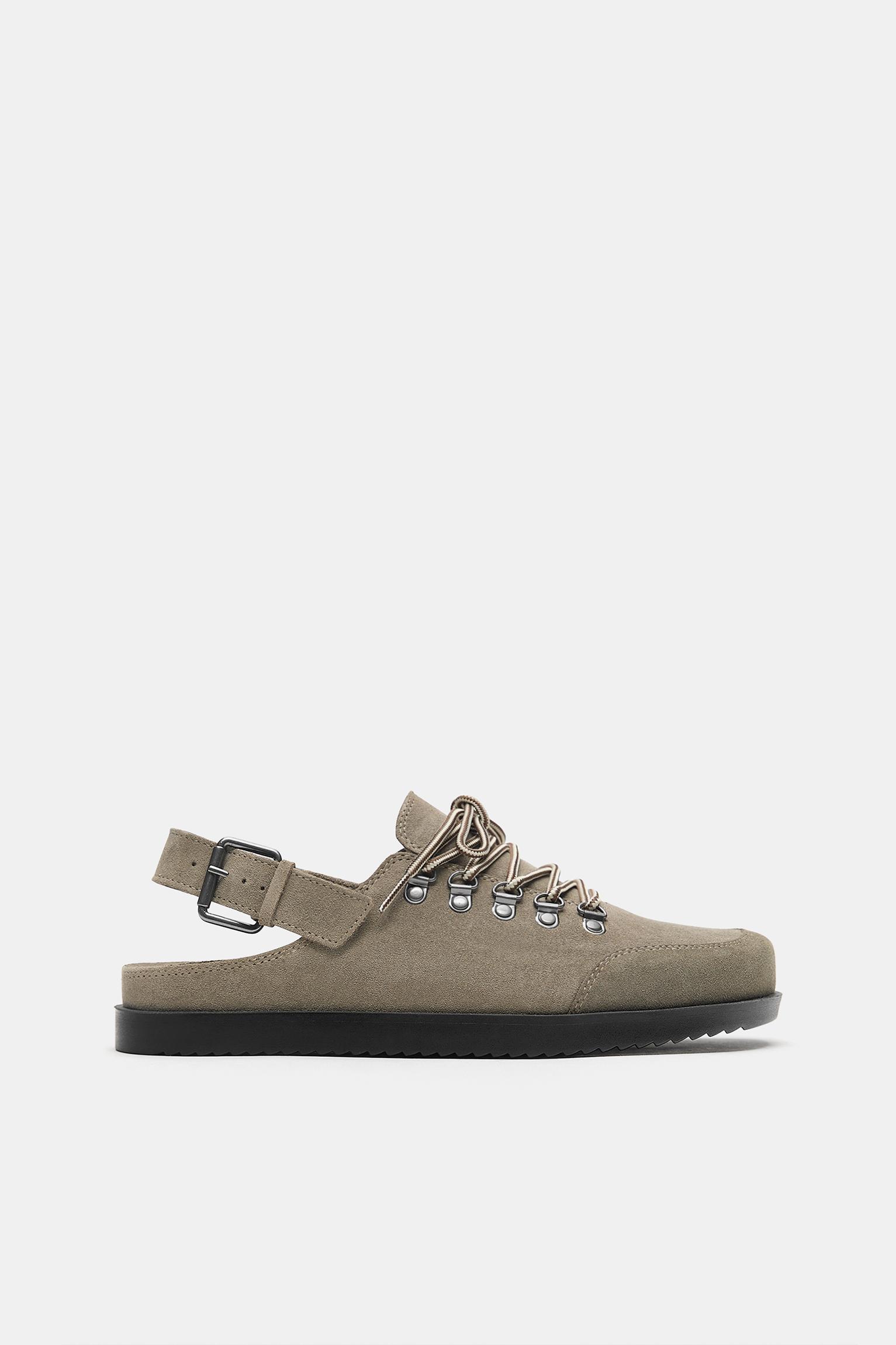 Lace-up leather clogs STWD — Taupe