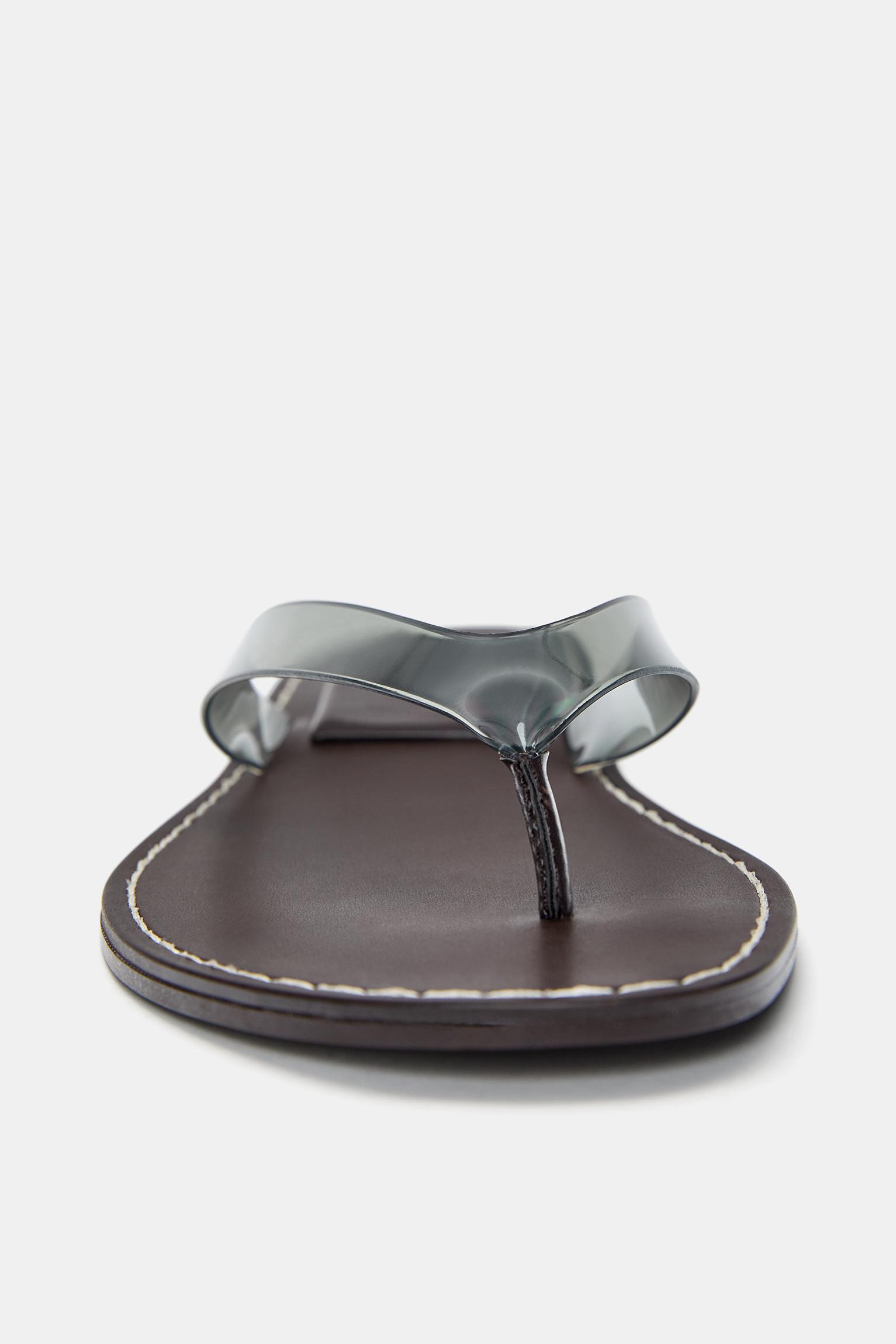 Vinil detaylı düz sandalet - Görsel 22