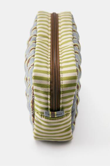 Striped quilted wash bag — Green 4