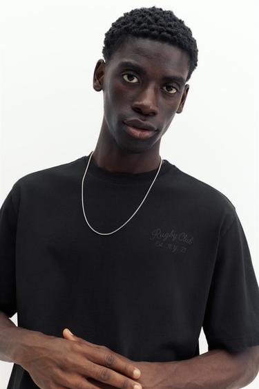 Regular fit embroidered T-shirt — Black 3