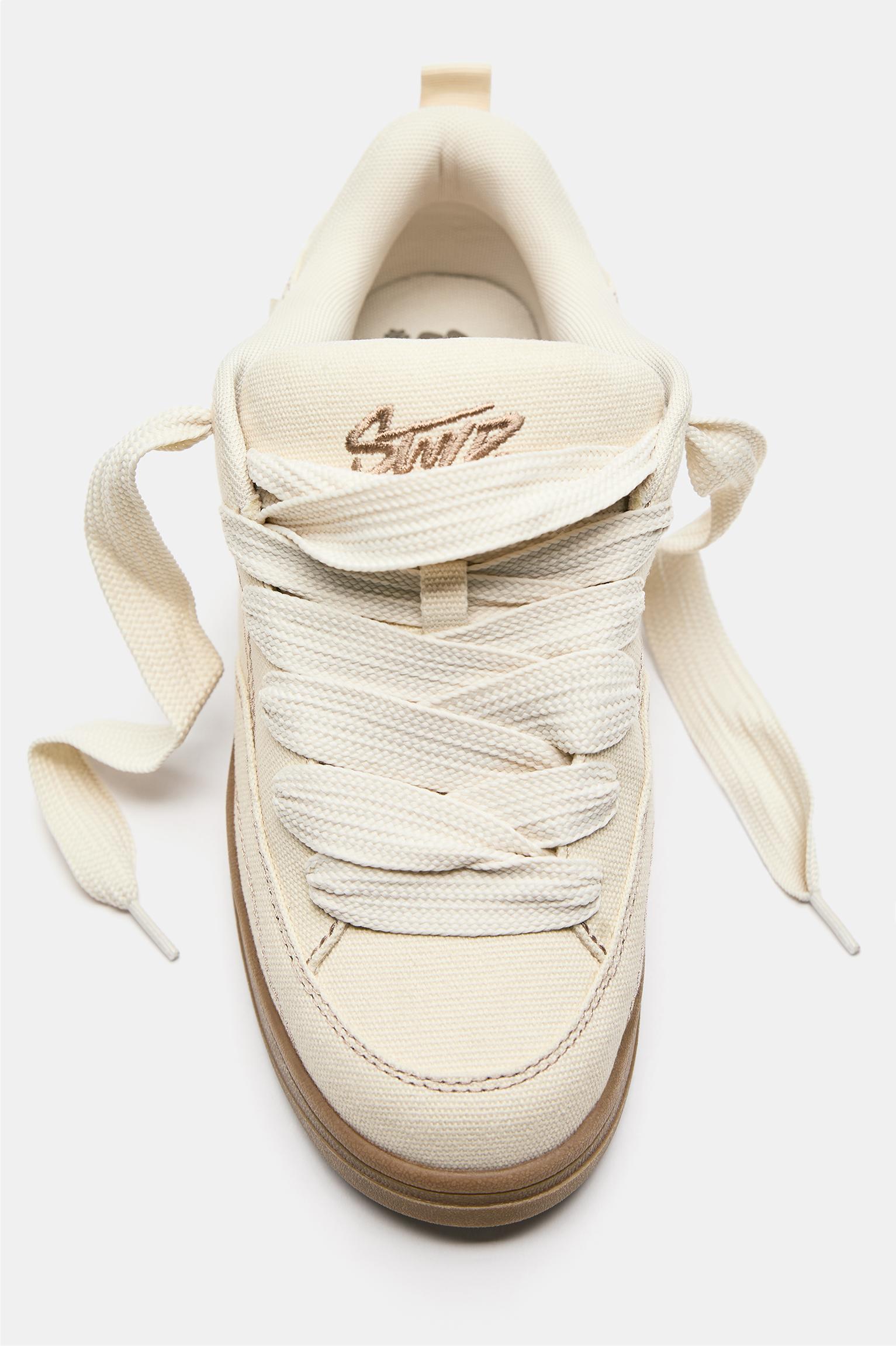 STWD skate trainers with stitching — Ecru