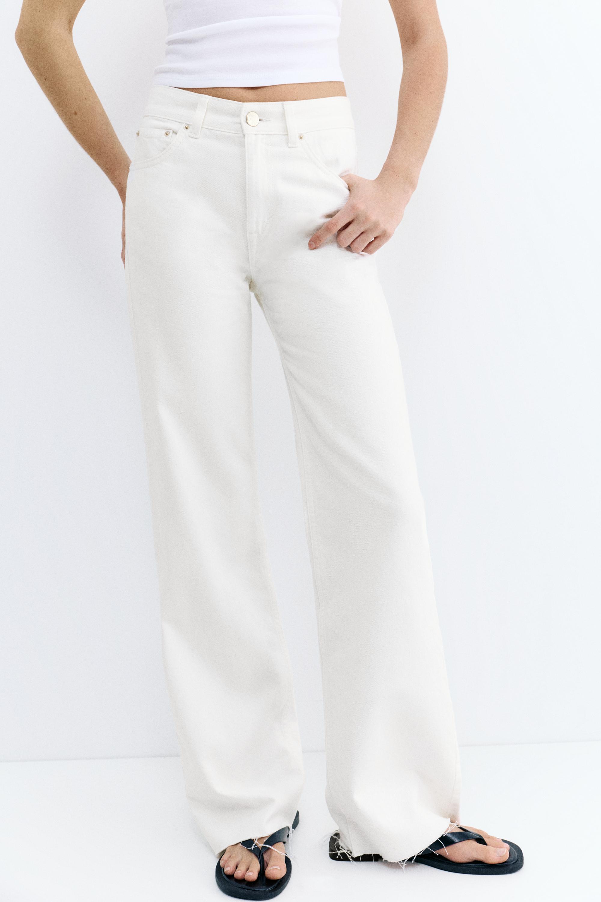 High-waist wide straight-leg jeans — White-t