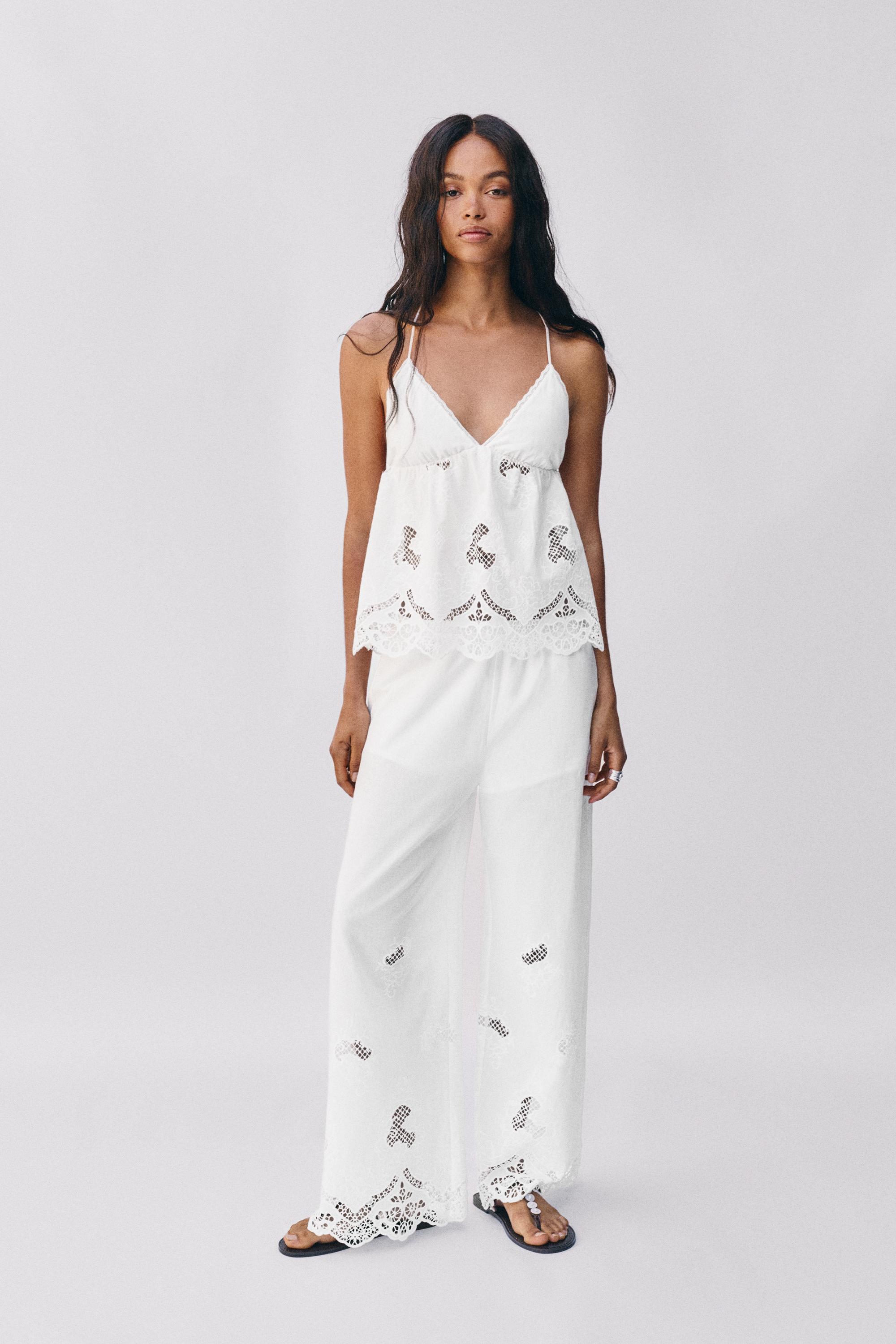 White Swiss embroidery top — White