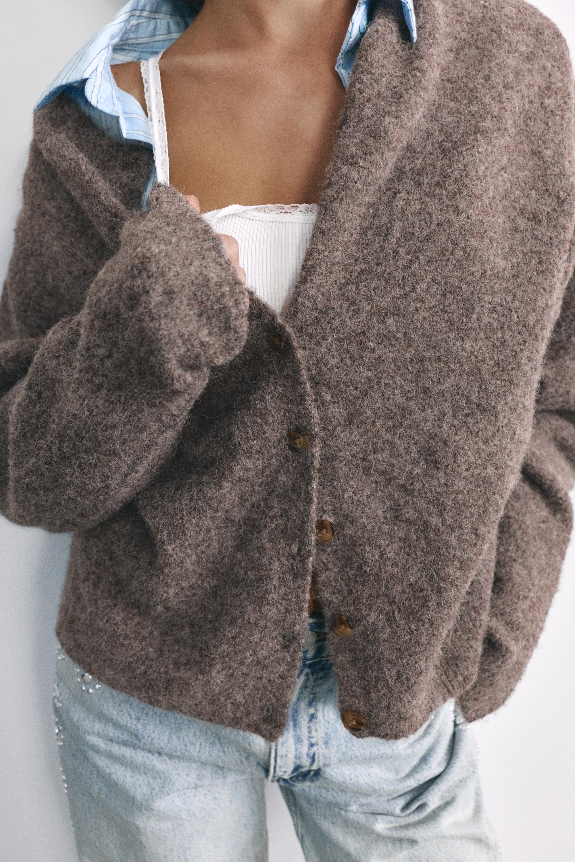 Soft knit cardigan — Brown