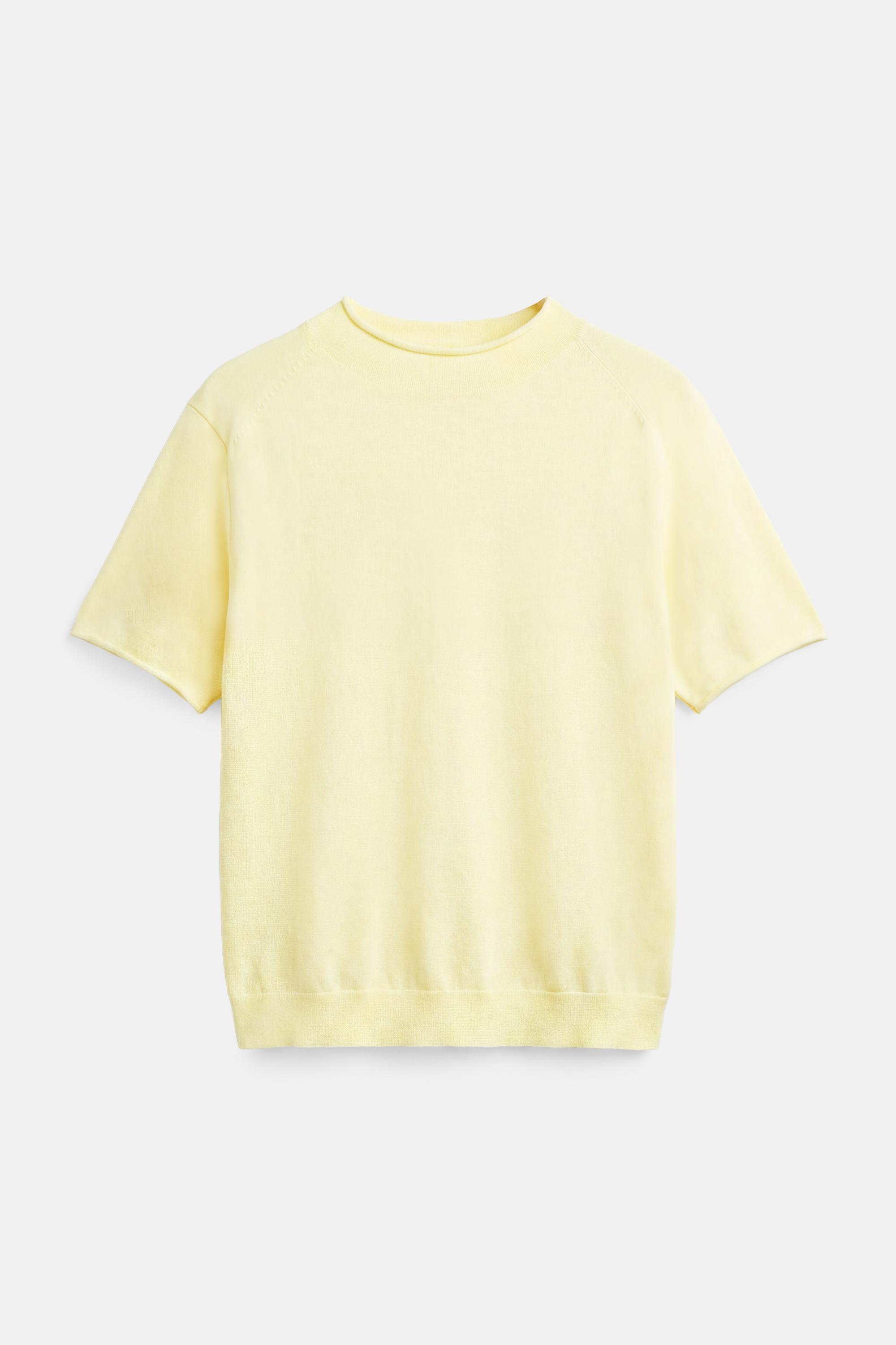 Fine knit short sleeve T-shirt — Yellow